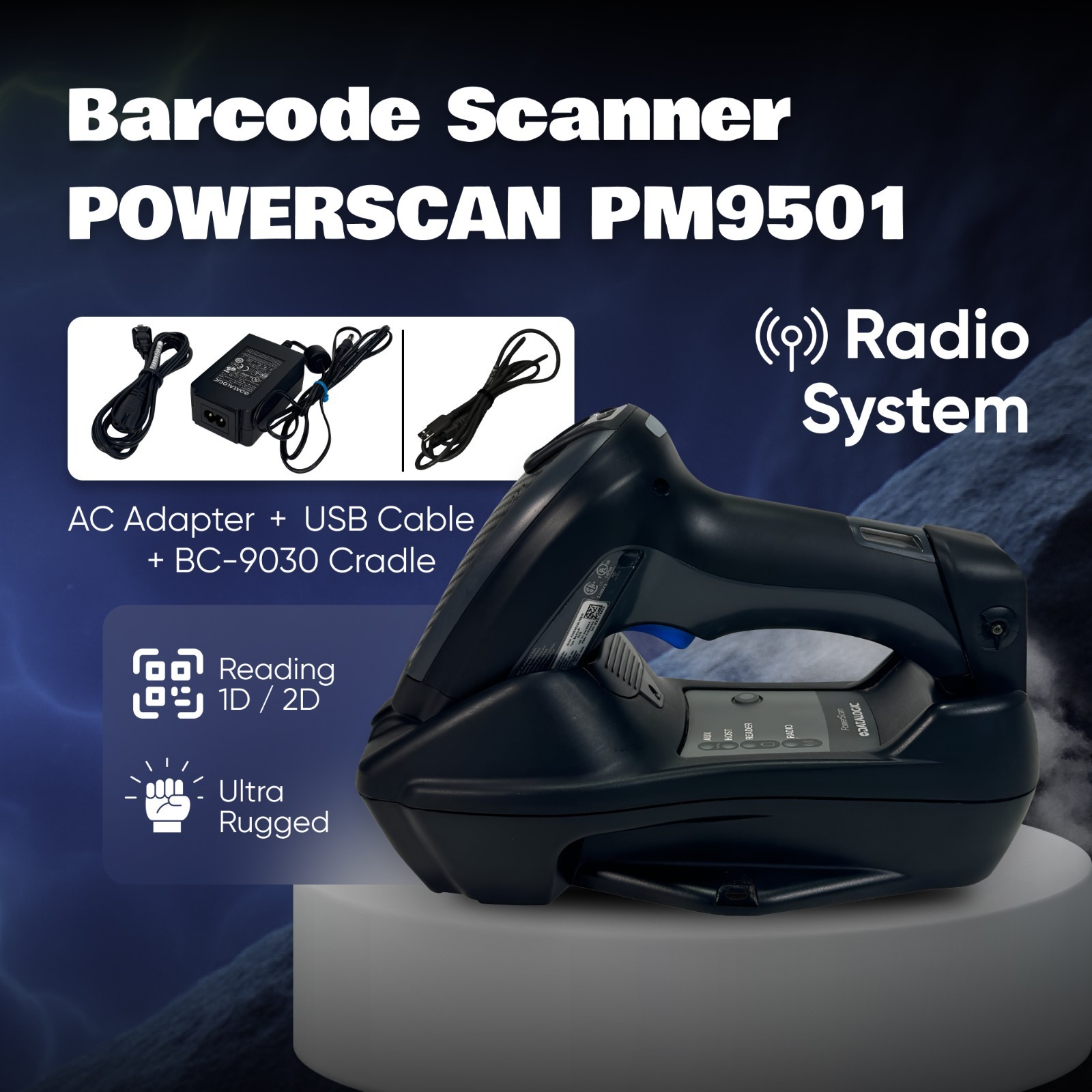 Barcode Scanner w/BC8030 910 Mhz Base - Similar to Datalogic POWERSCAN M8300🔥