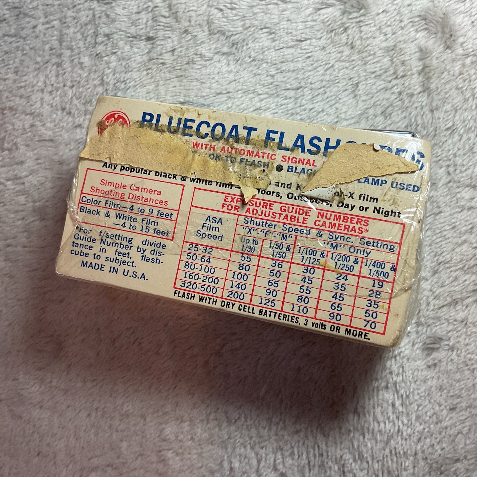 Vintage GE Blue Coat Flash Cubes 3 Cube Pack 12 Flashes Camera Lighting