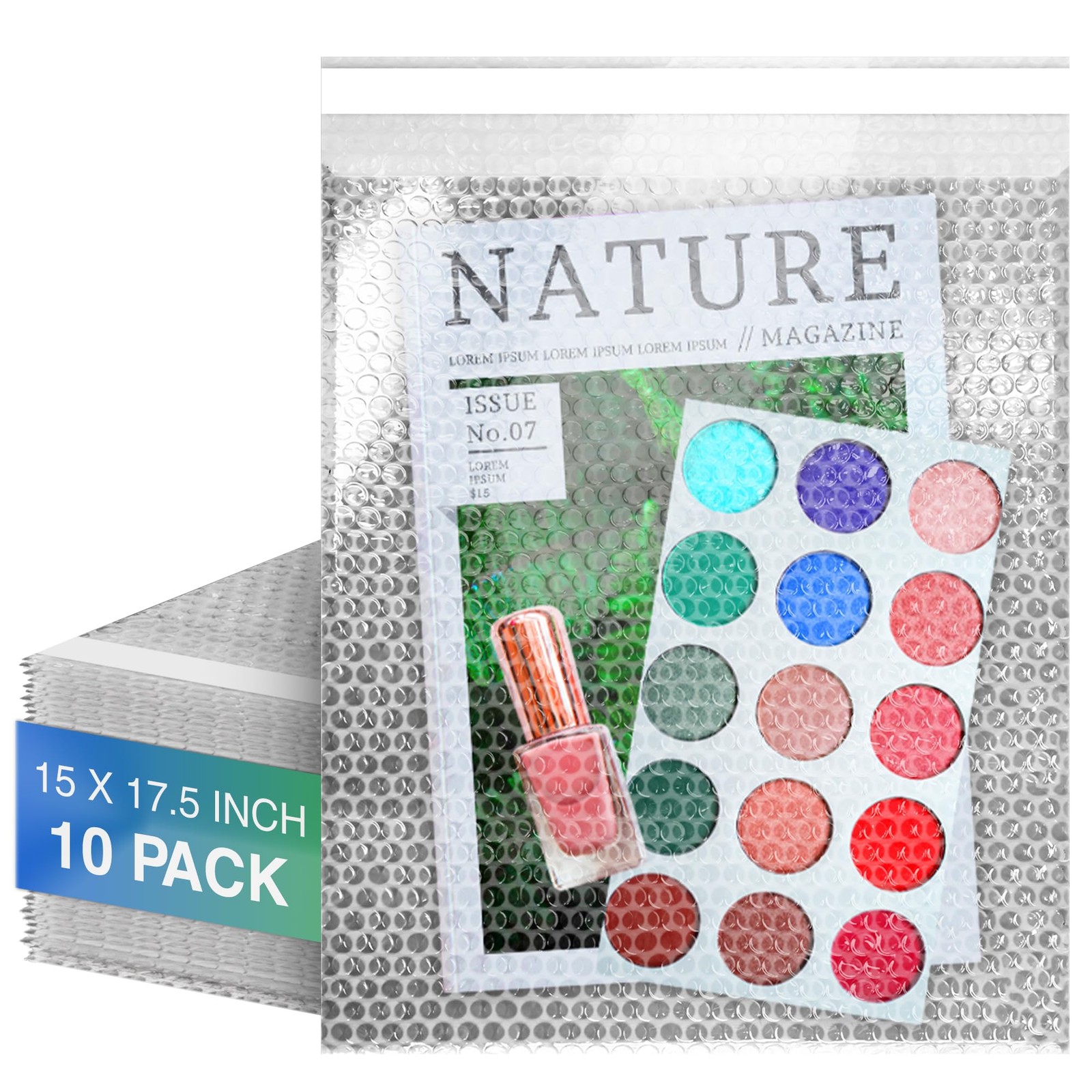 Clear Bubble Out Bags, 15 x 17.5 Inches. Pack of 10 Seal Bubble Pouches. Wate...