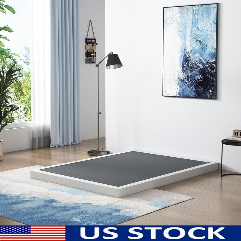 Sturdy Metal Box Spring Low Profile Full Bed Easy Assembly Silent Support New