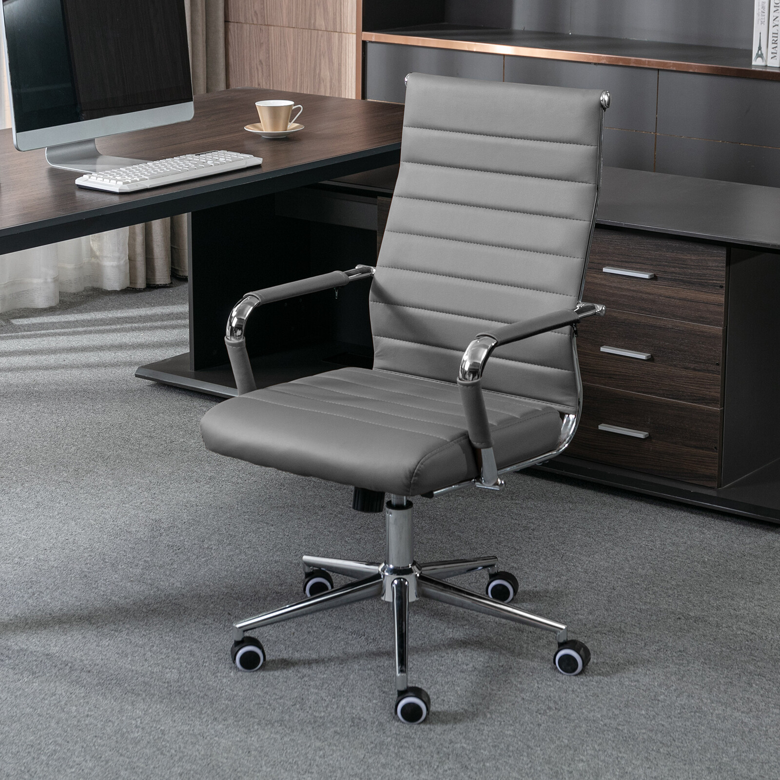 Ergonomic Office Chair PU Leather Conference Room Chairs Adjustable Swivel Chair