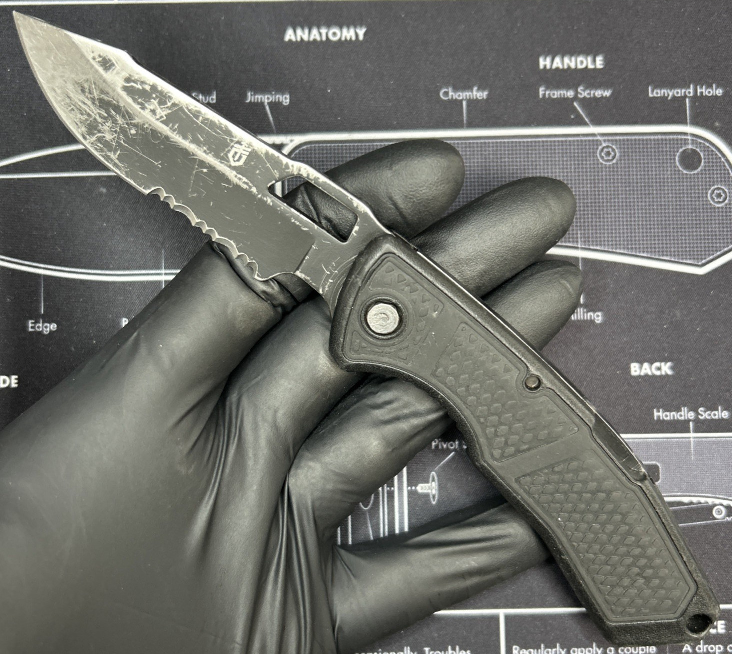 Gerber Knives ORDER 420HC Black Combo Edge Blade Lockback USA W/Clip USED