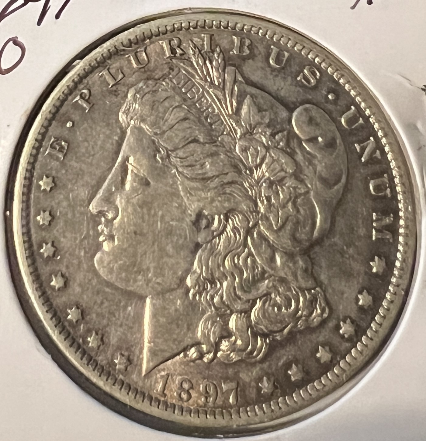1897-O MORGAN SILVER DOLLAR GRADES ALMOST UNCIRCULATED .ACTUAL COIN #10123