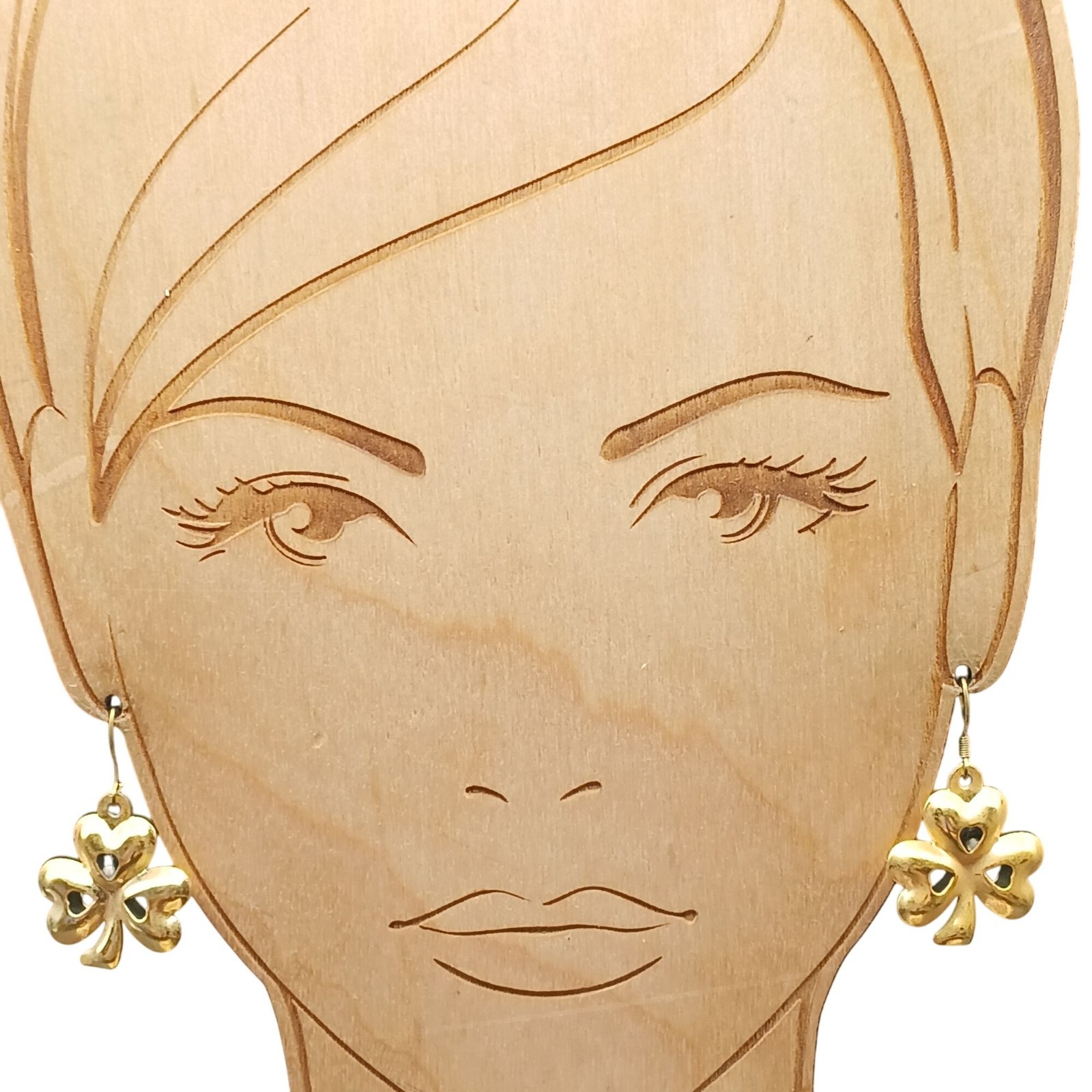 Vintage Gold-Tone Clover Dangle Earrings with Fun Jingle Bells Shamrock