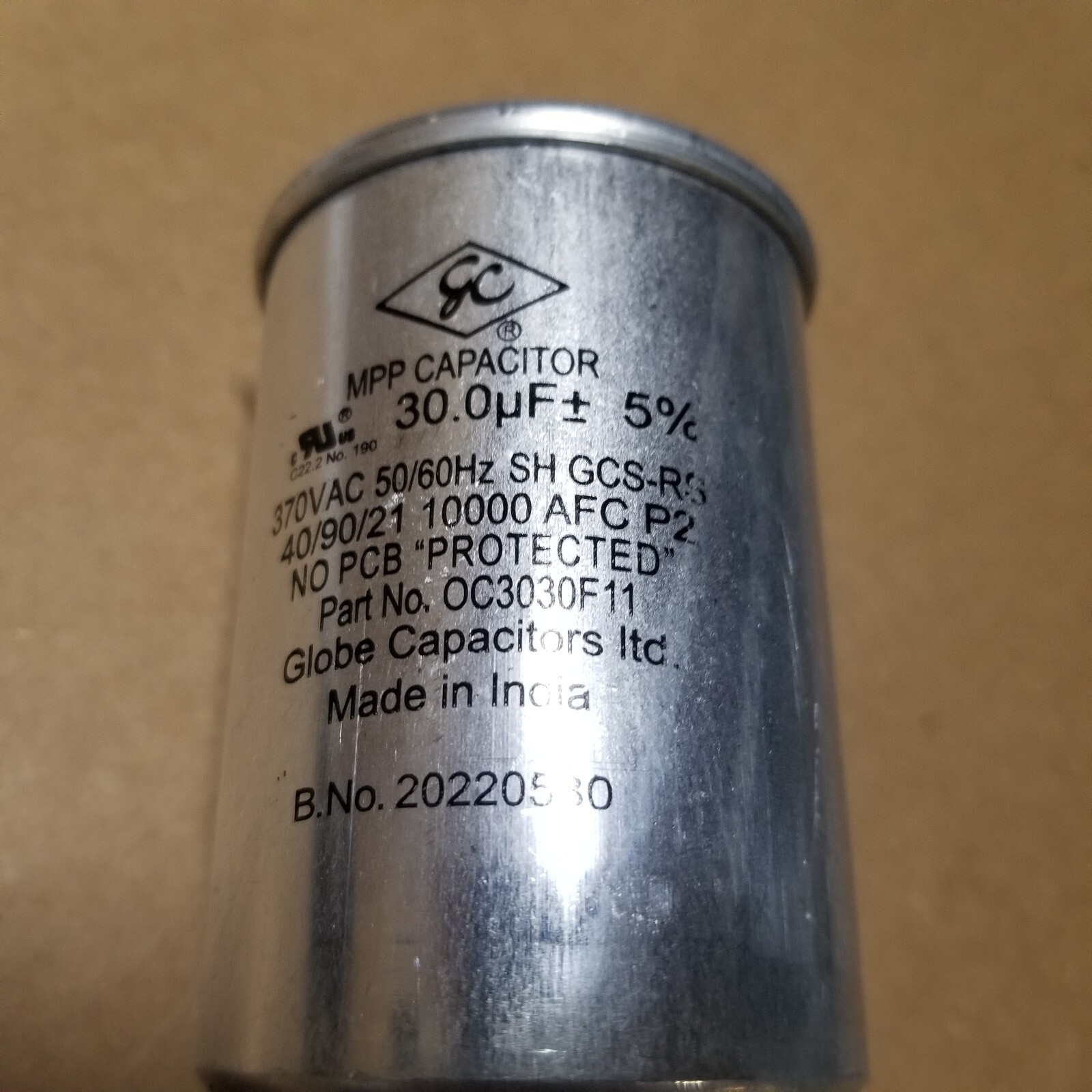 OC3030F11SP - BALDOR - OIL CAPACITOR - 370V - UPC: 321653791306 - NEW!