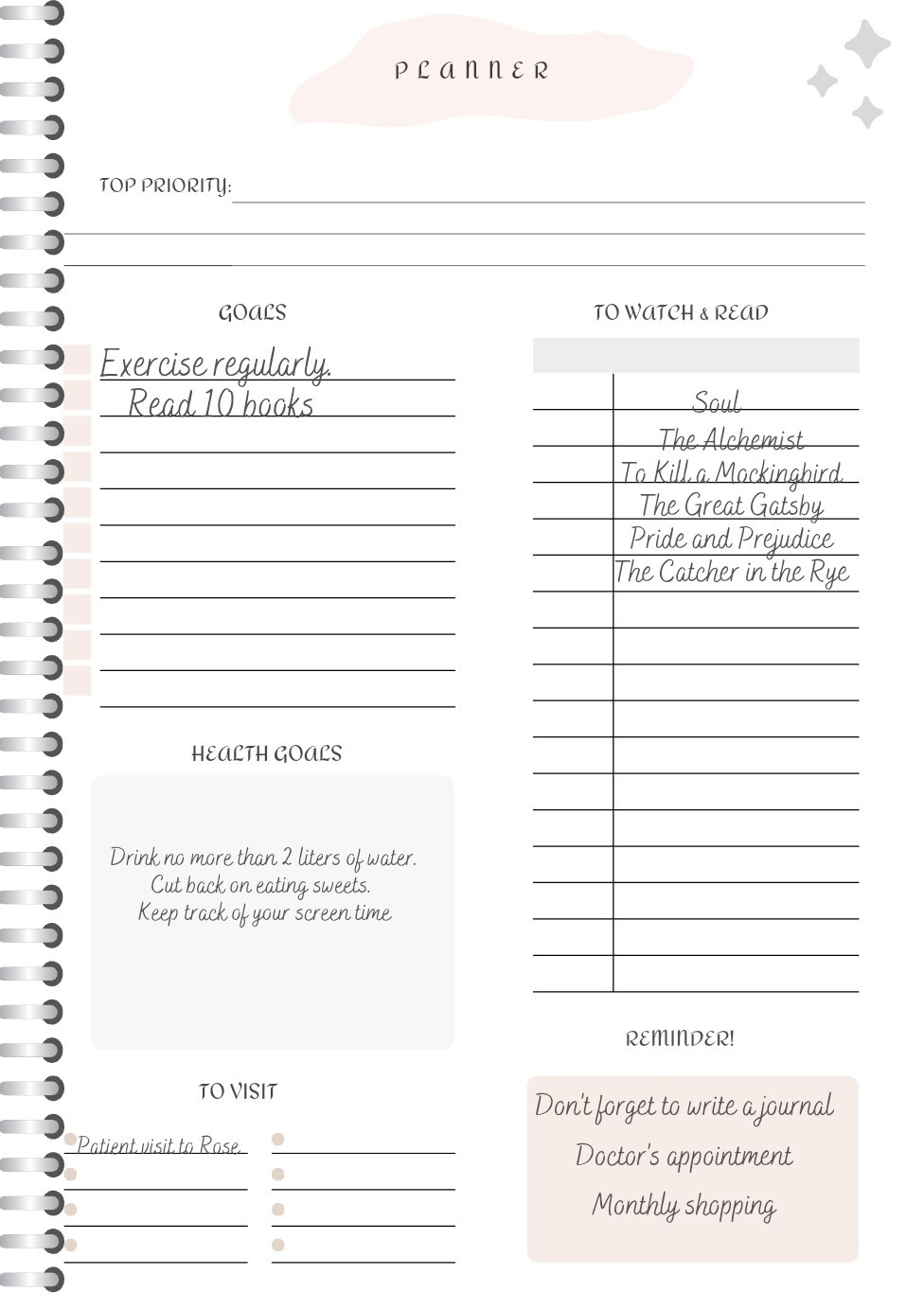 Undated Digital Journal Planner