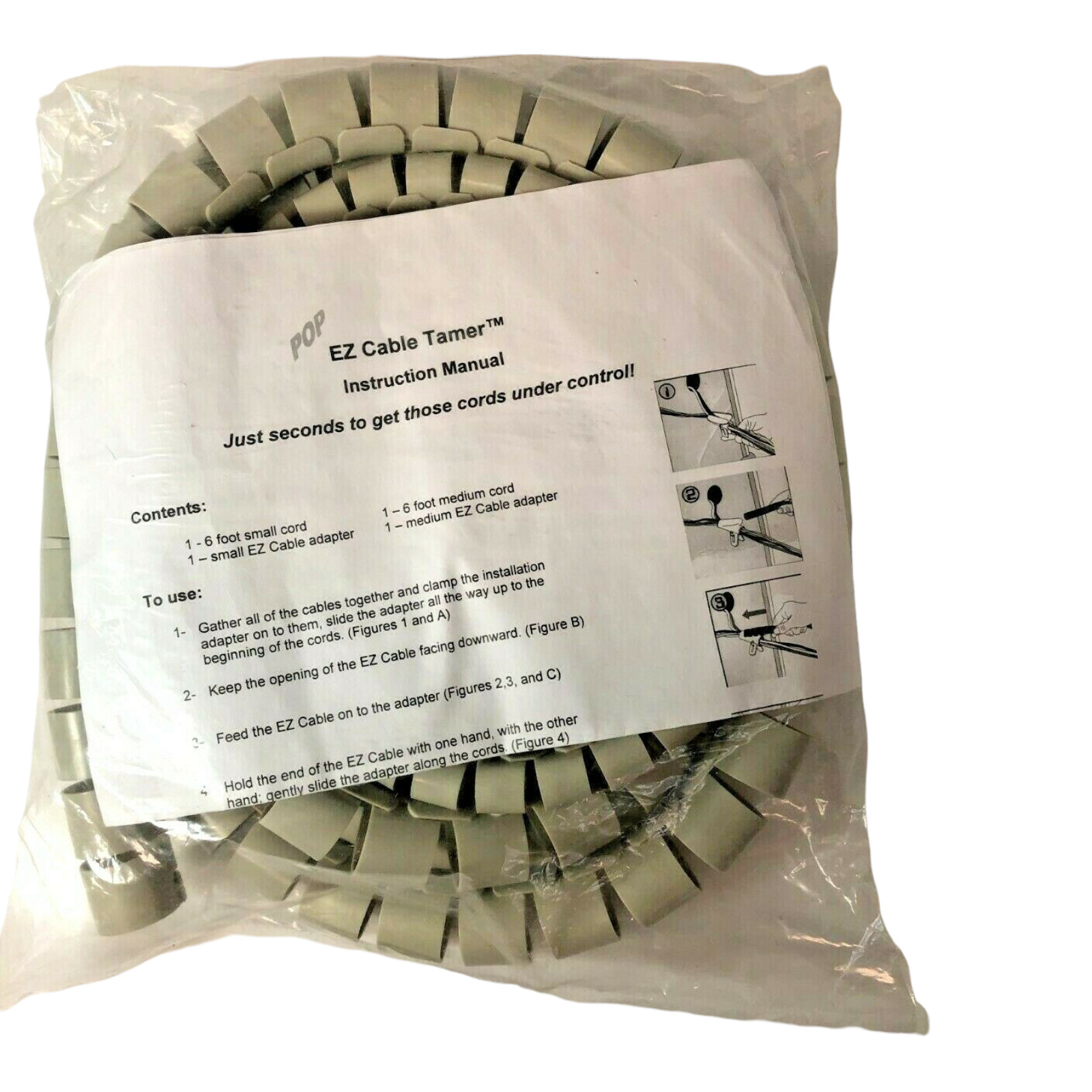 Set Of 2 EZ Cable Tamer Wire Cable Wire Organizer Cords Under Control Free Ship