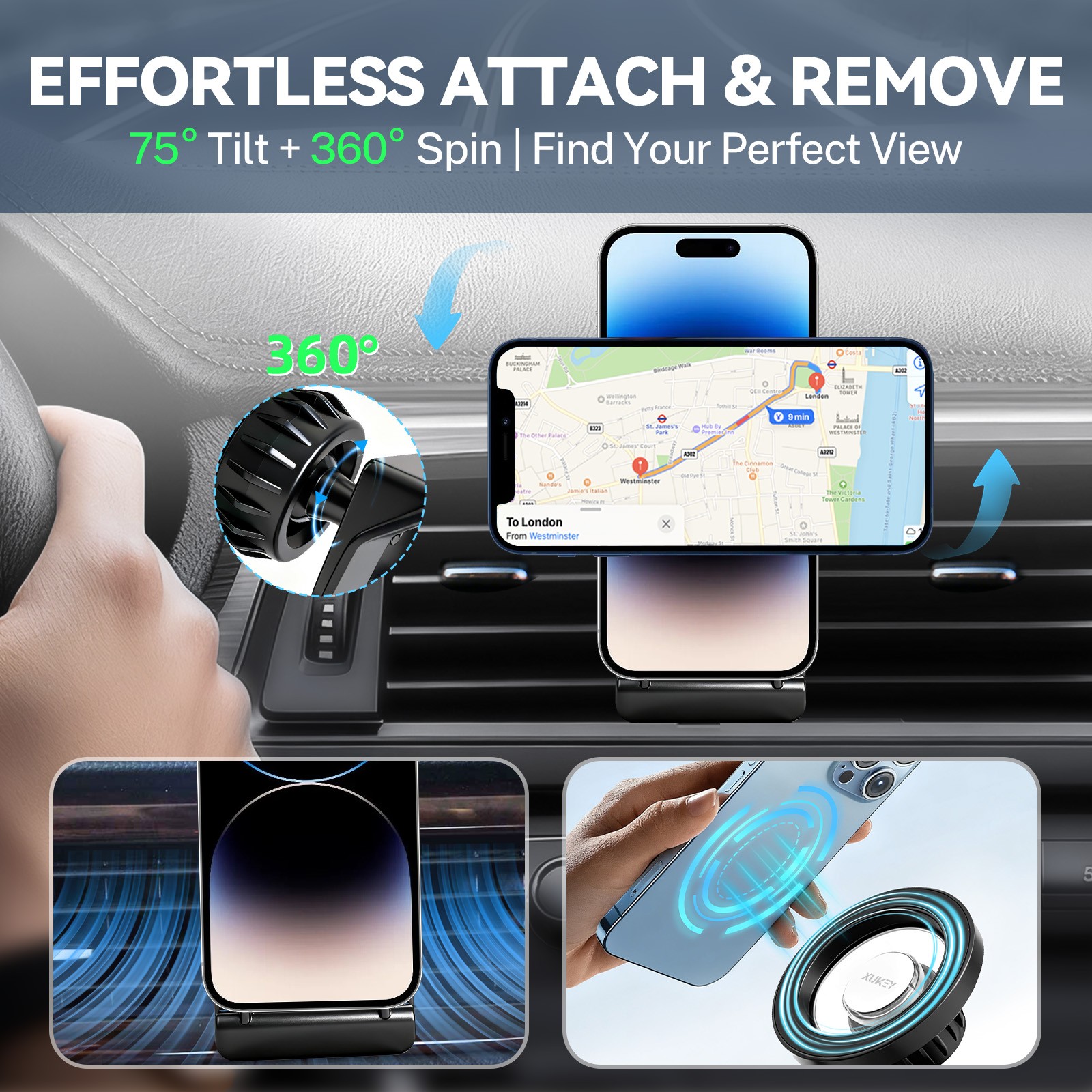 Adjustable Magnetic Holder For VW Golf MK7 R GTI 2015-2020 Car Phone Bracket US