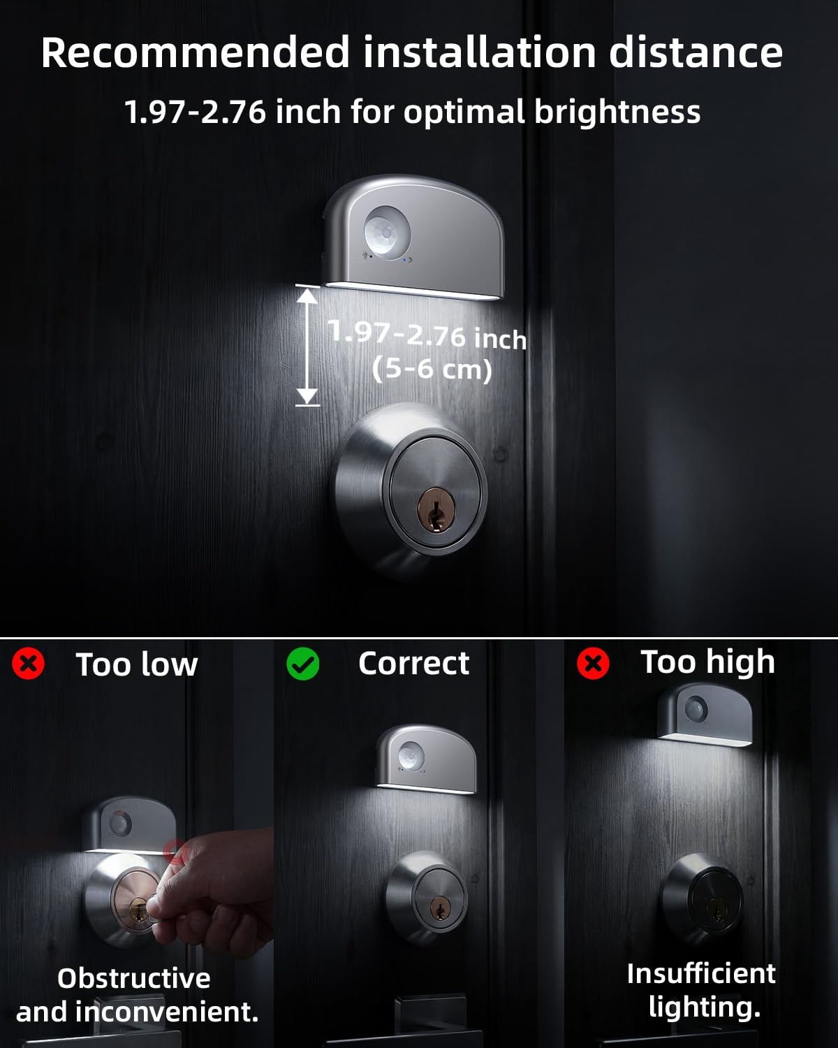 Keyhole Light, Battery Powered Motion Sensor Lights,Door Lock Light Magnetic ...