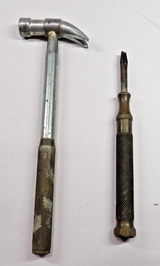 Small Claw Hammer Brass Handle & Hidden  Screwdrivers Plus 2nd Brass Screwdriver
