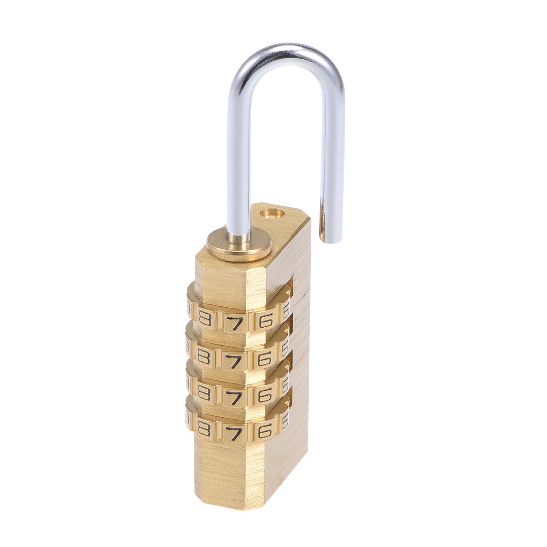 4 Digit Combination Padlock, 3mm Shackle 21mm Body Width, Brass Lock