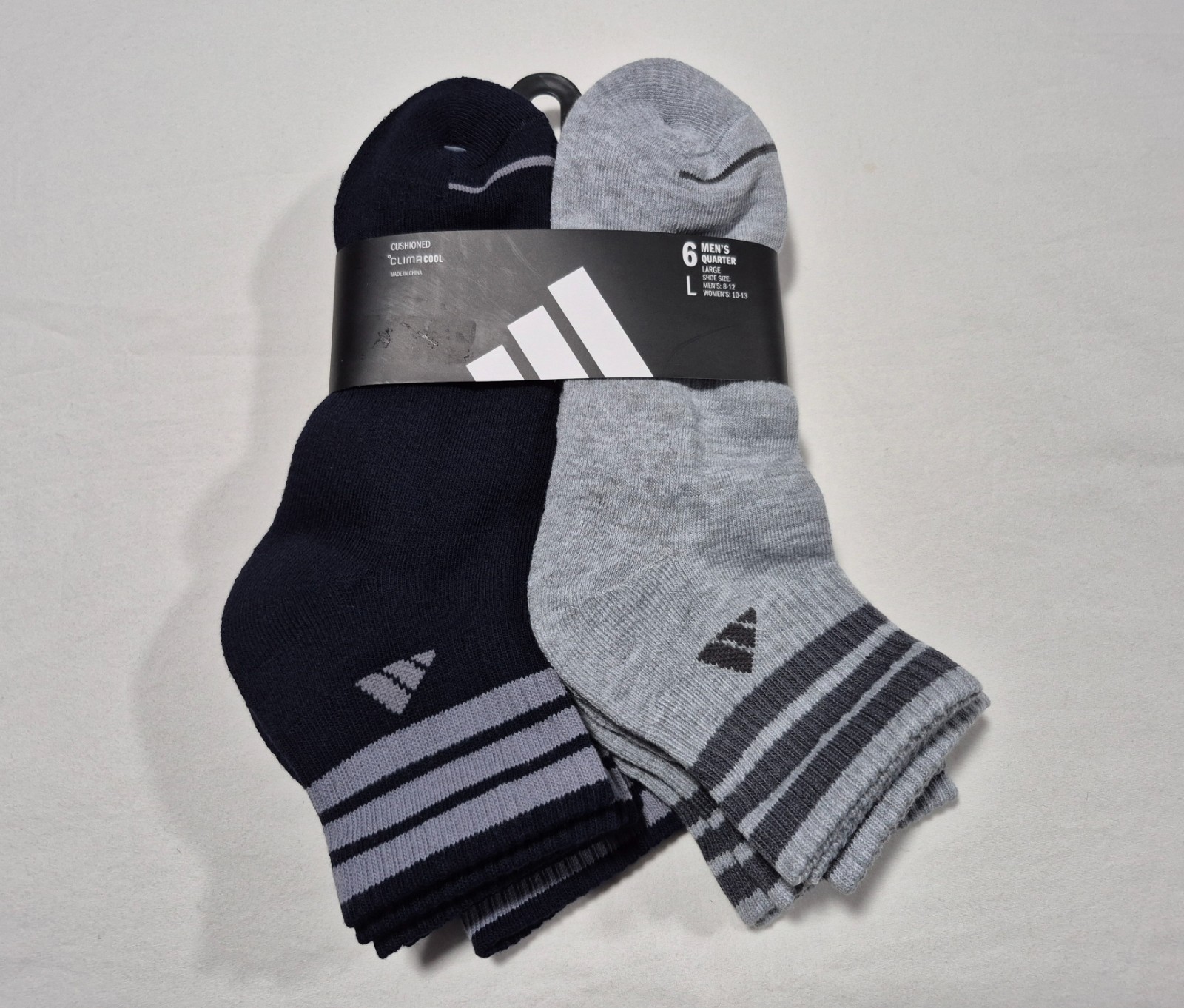 Adidas Men's  Clima ,Cool Cushioned Quarter Sports 6 Pairs Comfort Socks SZ 8-12