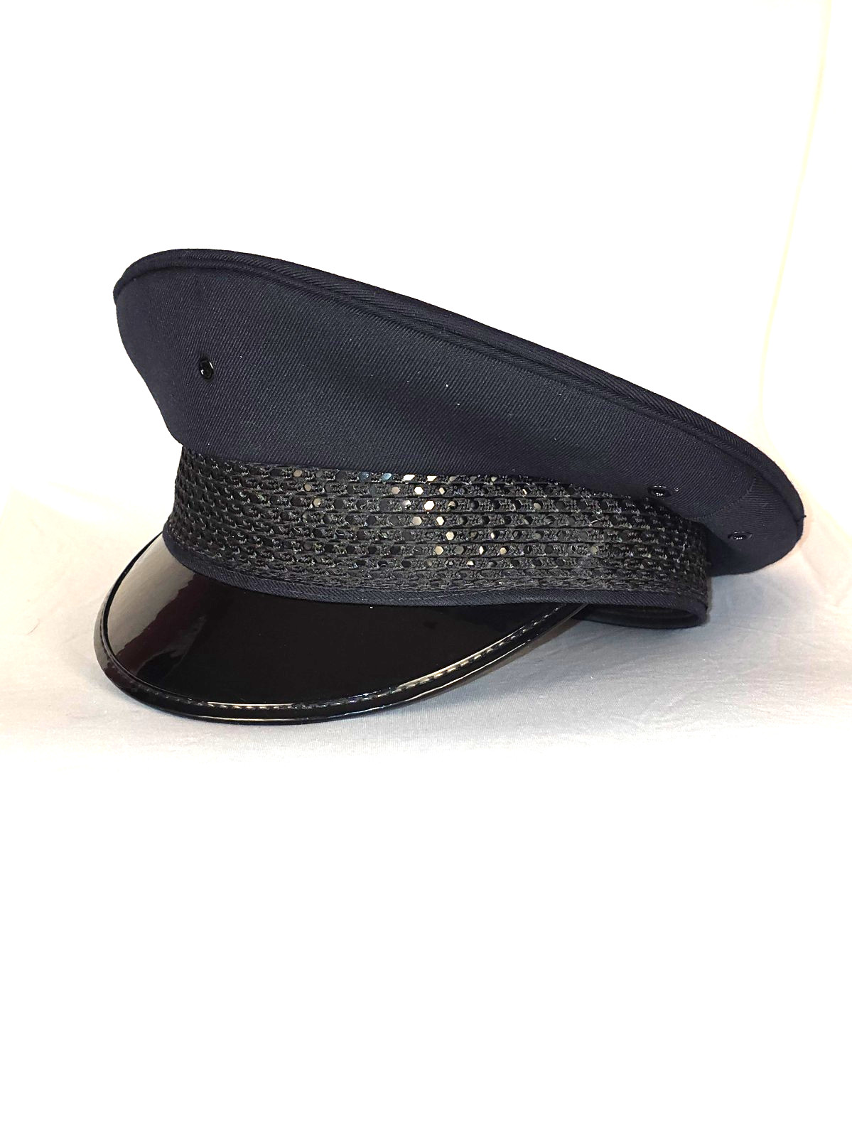 Vintage Dark Navy Police Cap Uniform Costume Hat