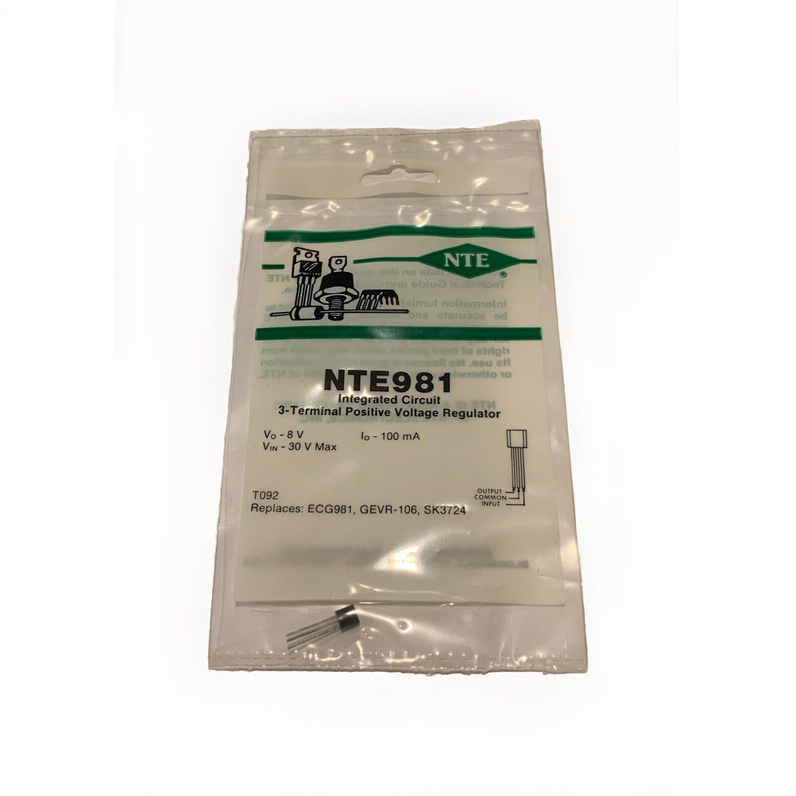 NTE981 IC 3-Terminal Positive Voltage Regulator TO92 ECG981