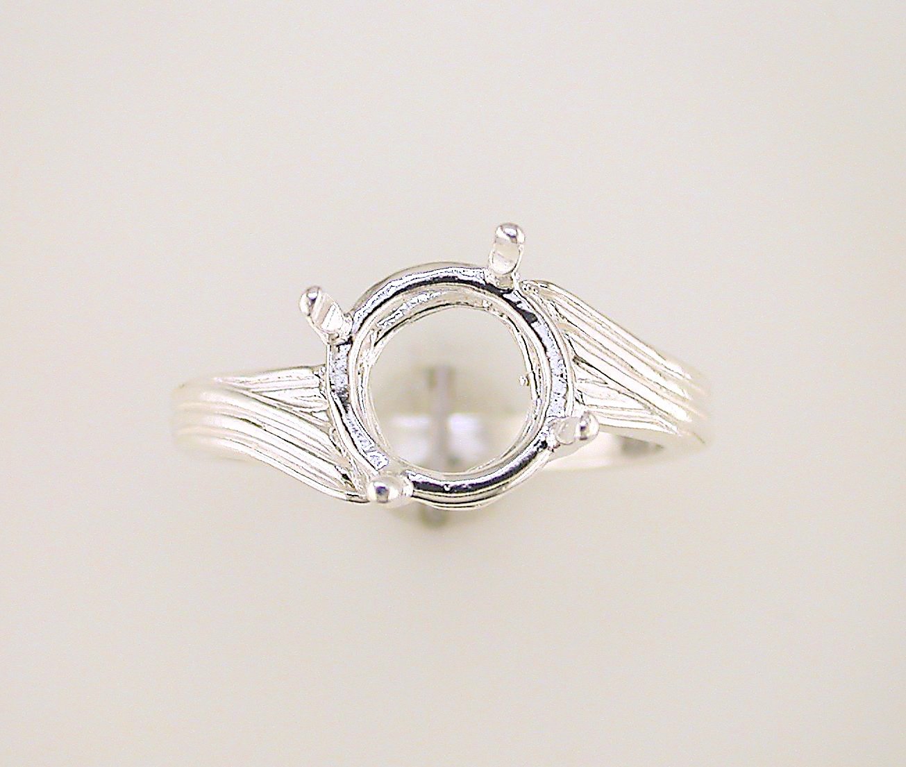 Round Fancy Offset Solitaire Ring Setting Sterling Silver