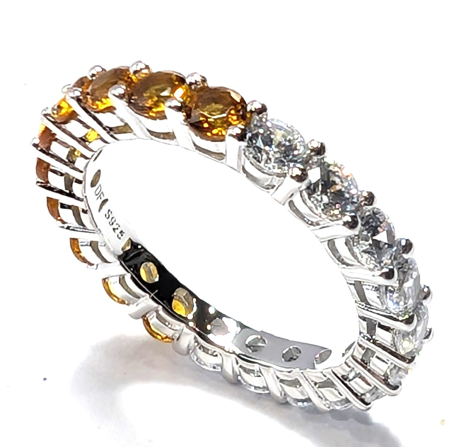 4CTTW Eternity Ring, Clear and Gold Lab Created Diamonds , Silver  925, SO34