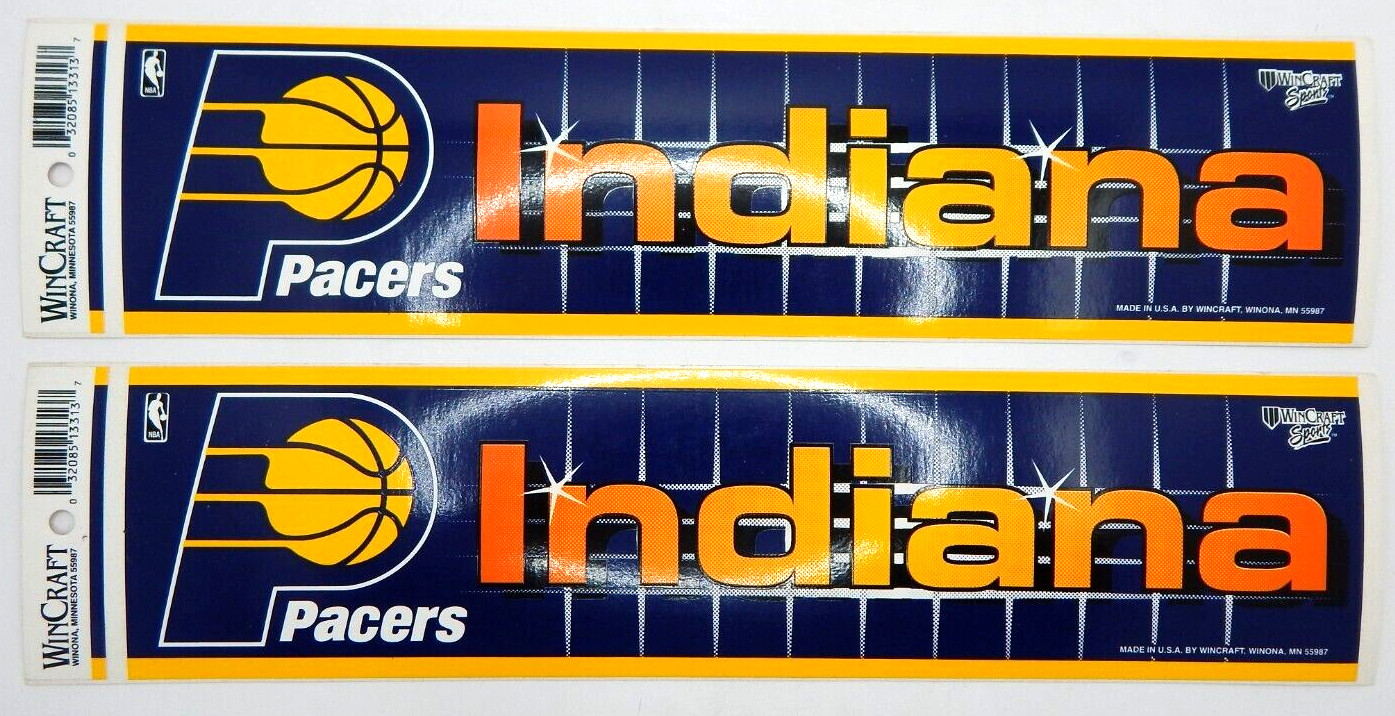 X2 Vintage WinCraft Bumper Sticker Sports Basketball Indiana Pacers LOT OF 2