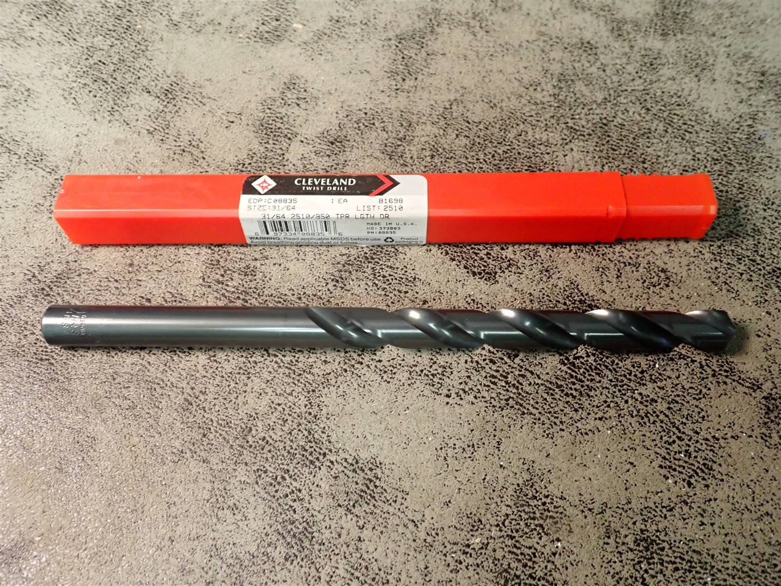 NEW Cleveland 08835 Black Oxide 31/64" Taper Length Drill Bit (BN408)