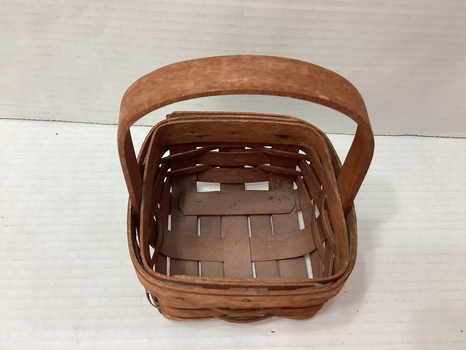 Vintage Longaberger Preowned 1991 Small Square Single Handle Basket
