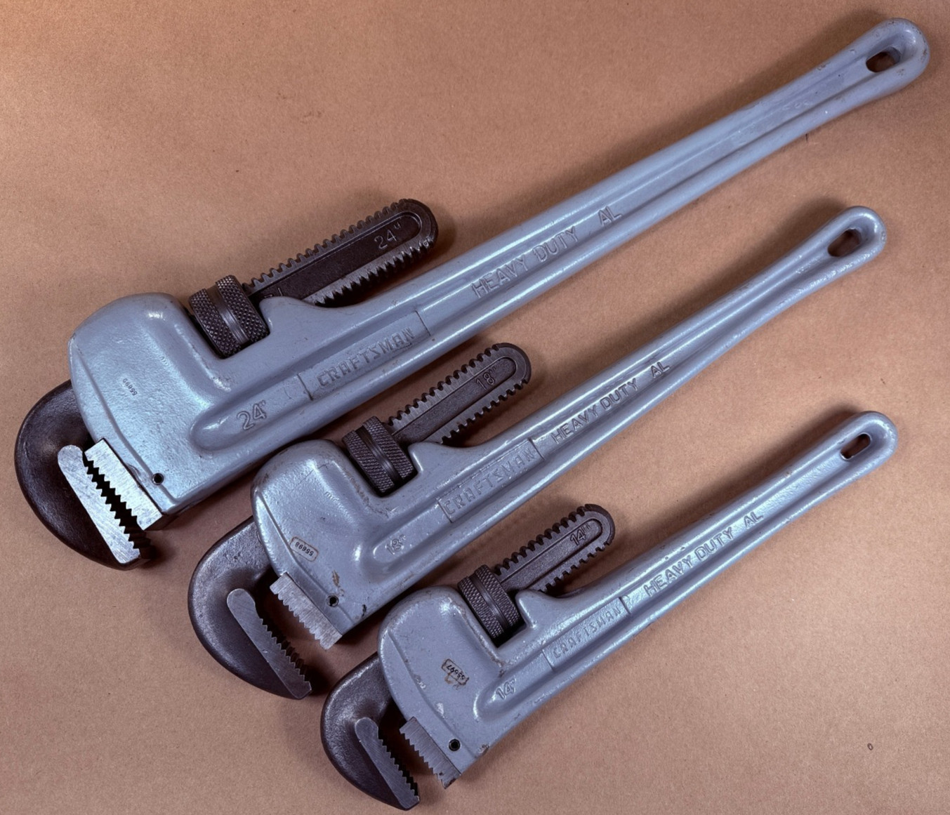 RARE - Vintage Craftsman Aluminum Pipe Wrench - 24", 18", 14" -Spain -Heavy Duty