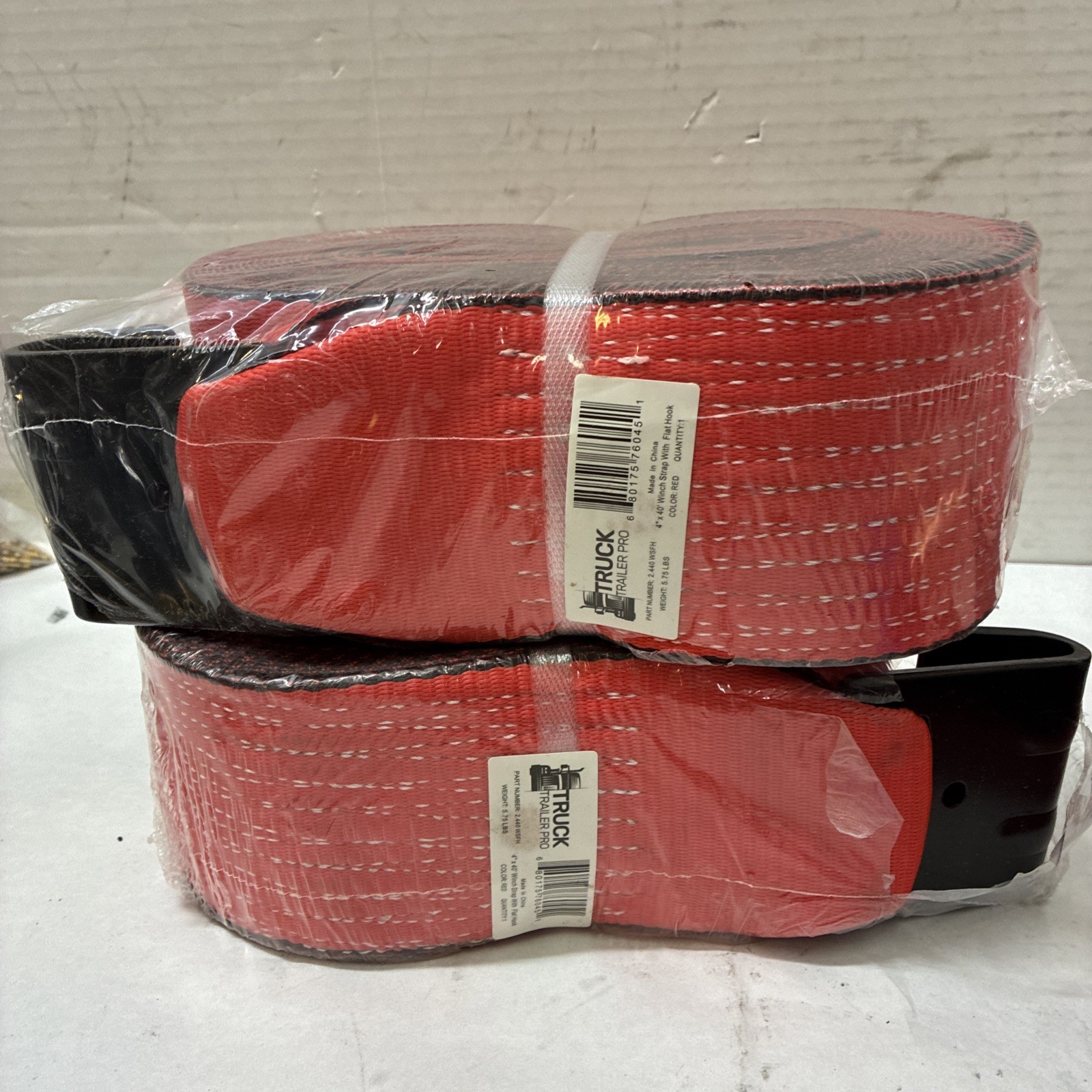 Truck Trailer Pro  4" x 40’ Winch Strap W/ Flat Hook Qty 2