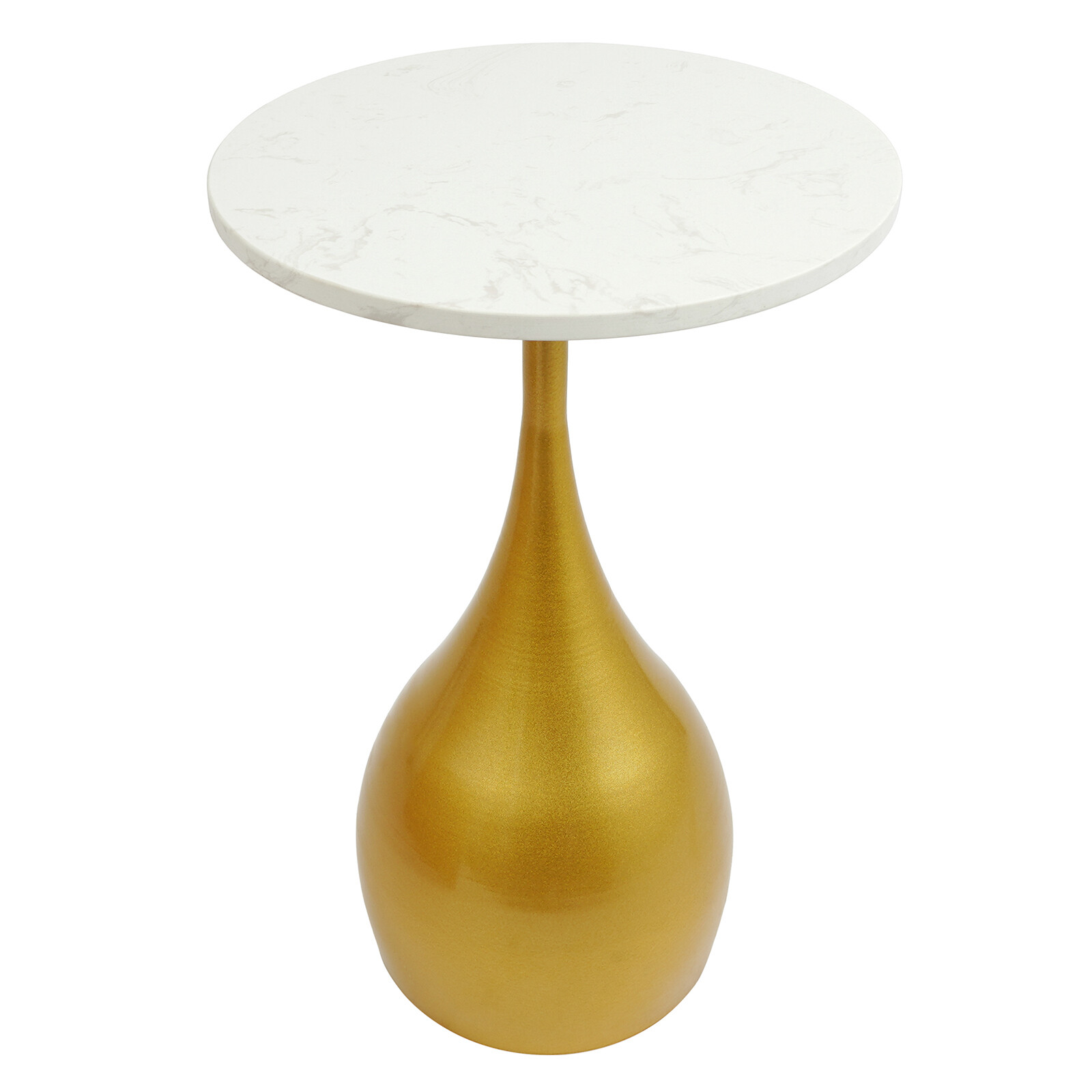 13.78 Inch Marble Sofa Side Table Modern Round Accent Table For Small Spaces