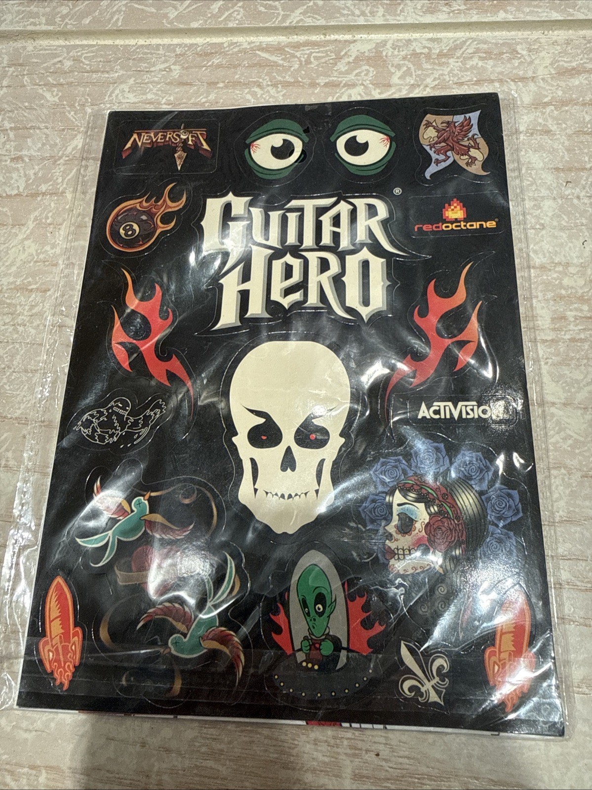Activision Skulls Roses Guitar Hero Stickers Decals Visions Neversoft Flames
