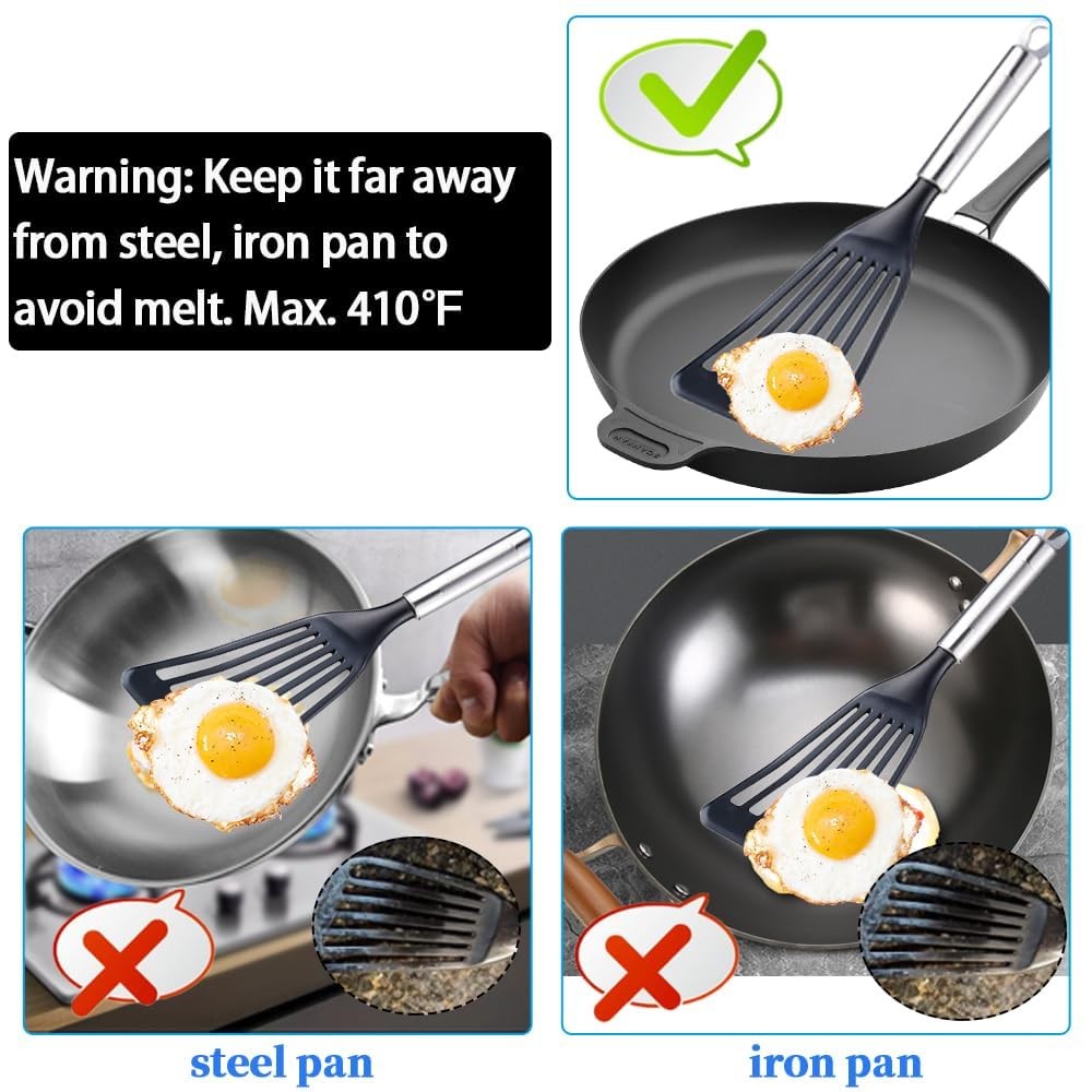 Thin Spatula for Nonstick Cookware, Flexible Kitchen Spatula Turner for Fish/Egg