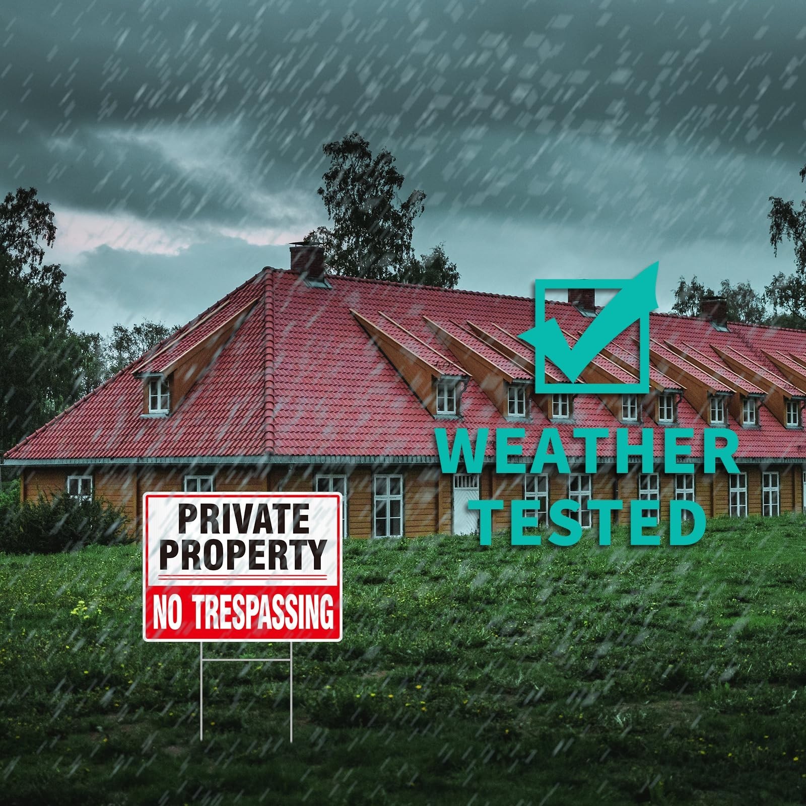 2 Pack Private Property No Trespassing Signs, 12.6'' X 9.5'' Corrugated Plast...