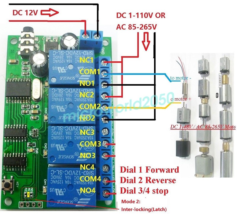 AD22B04 12V 4CH MT8870 DTMF Tone Signal Decoder Relay Phone Remote Control PLC
