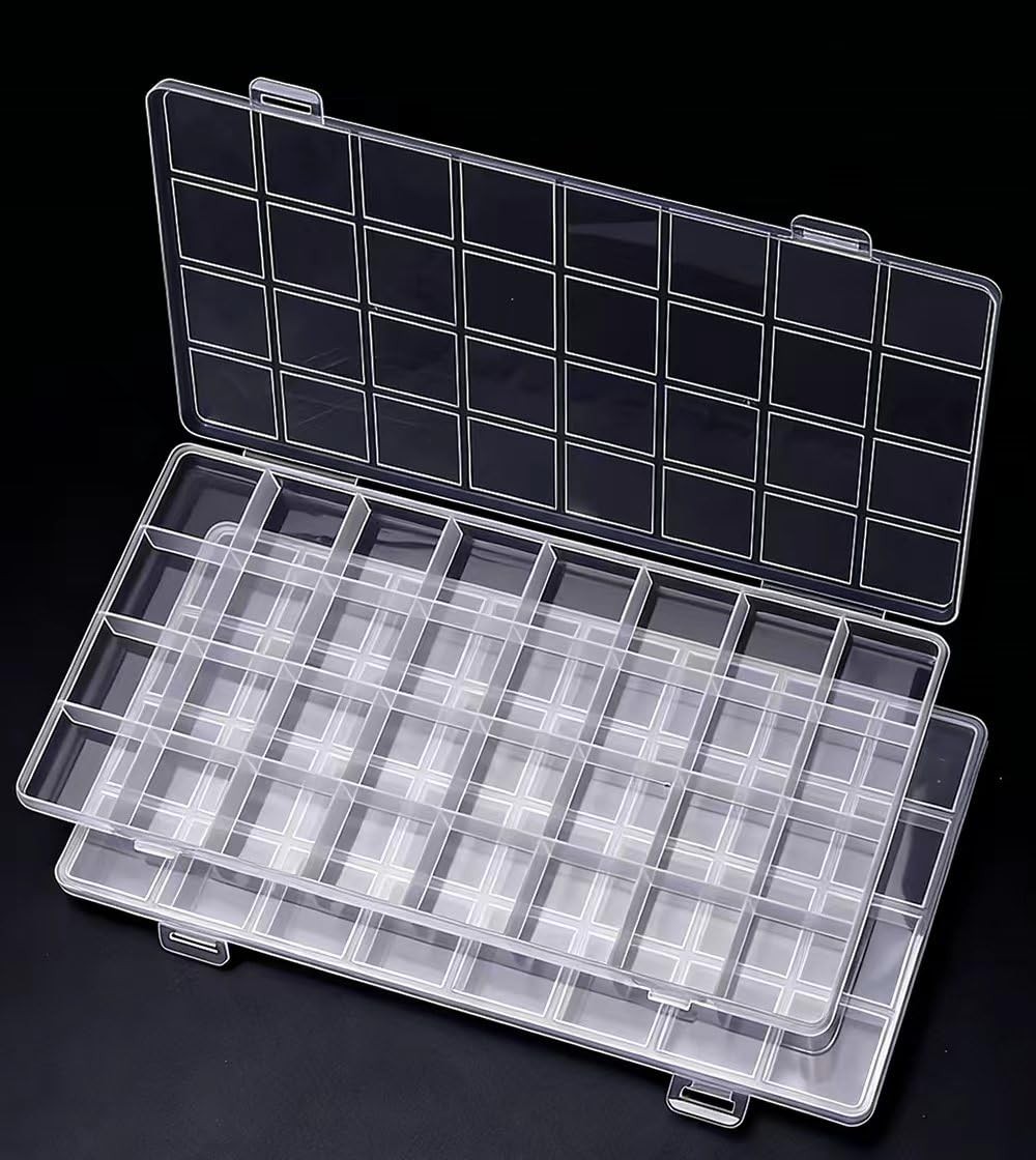 TrynJive 2 Pack 32 Grid Storage Boxes Clear