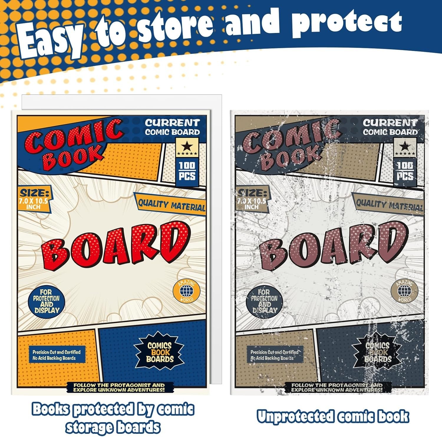 100 Comic Book Boards, Current Size Comic Boards Thick and Durable Regular Co...