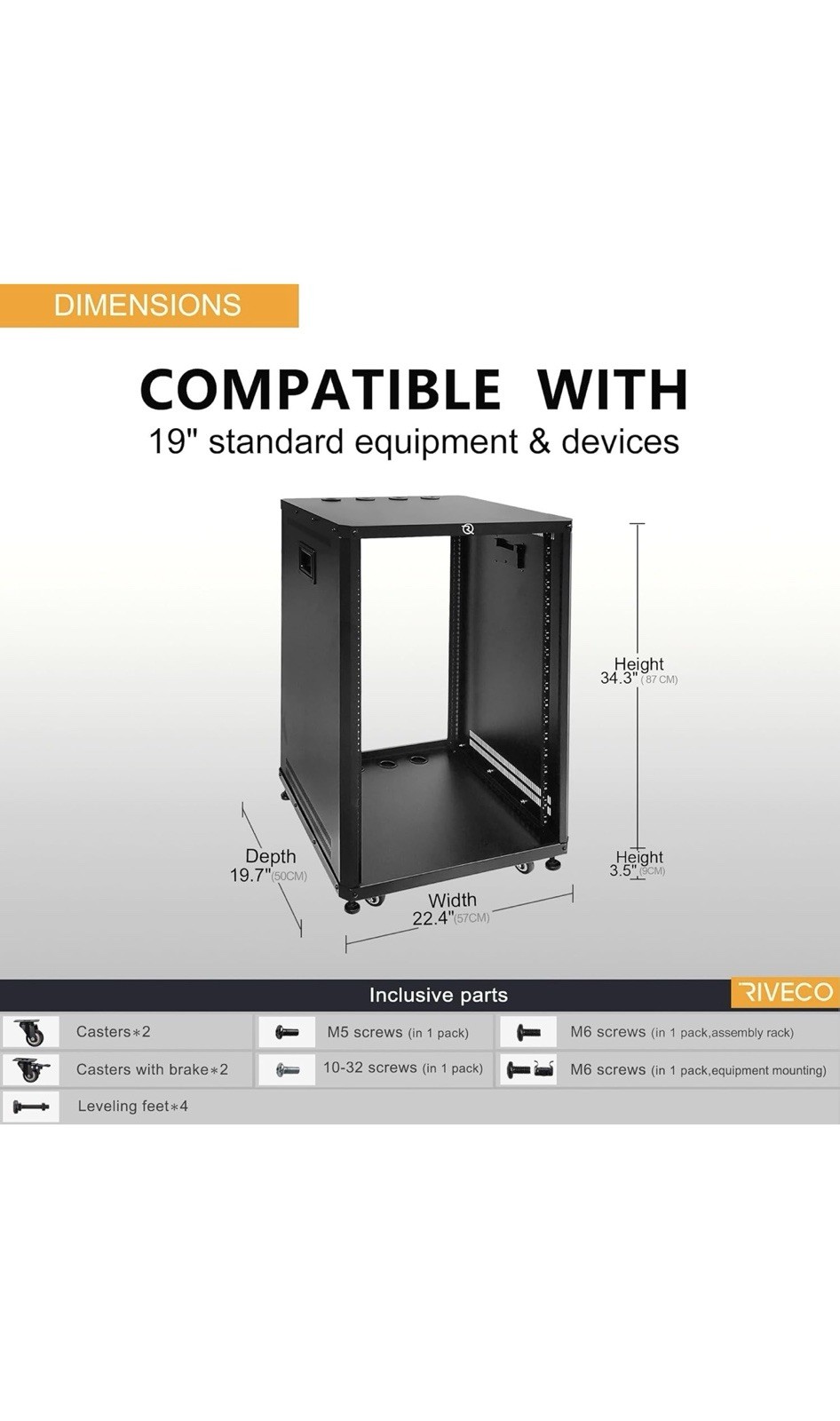 RIVECO POMU 18U Stereo & Server Rack with Caster Wheels