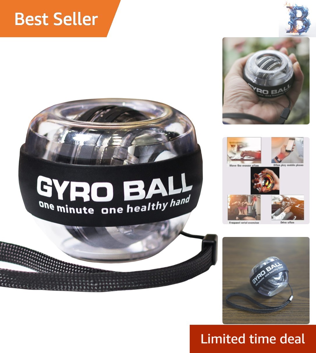 Compact Forearm Exerciser - Portable Wrist Gyro Ball for Strength & Coordination