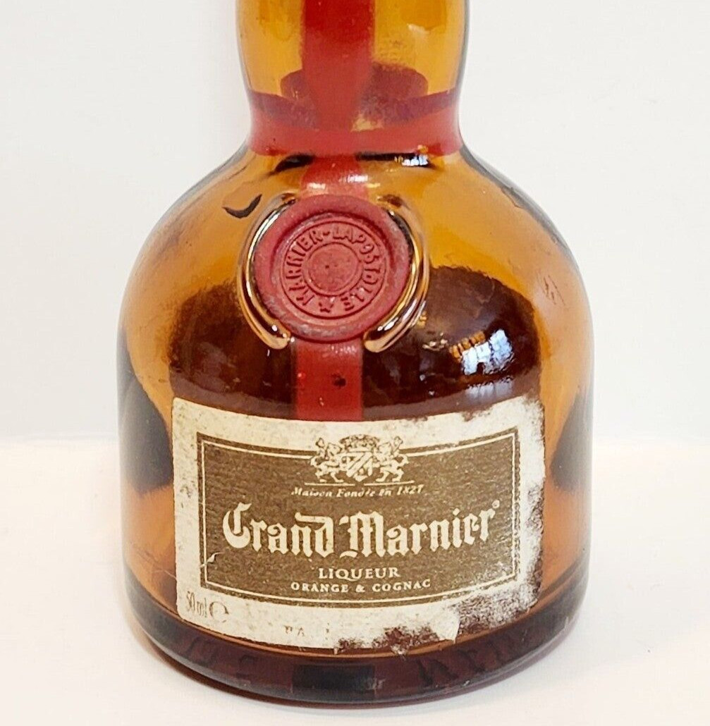 1990 Grand Marnier Cognac Empty Glass Mini Bottle 1/10 Pint Vintage