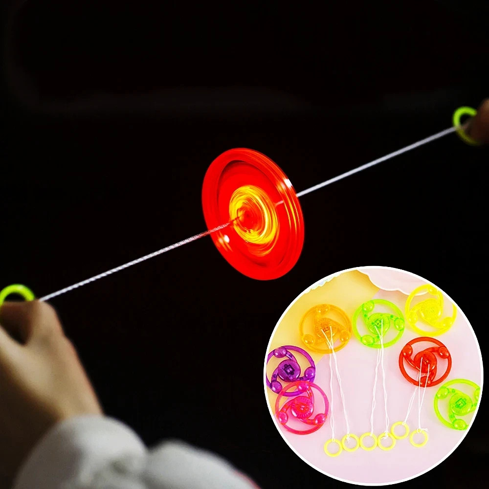 6 Pcs Fun Hand Pulled LED Light up Flywheel Toys Children's Day Party Birthday