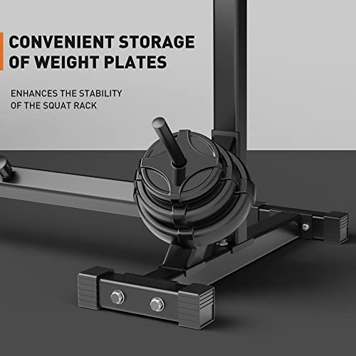 Elevens Squat Rack Stand Adjustable Bench Press Barbell Rack Stand - Black