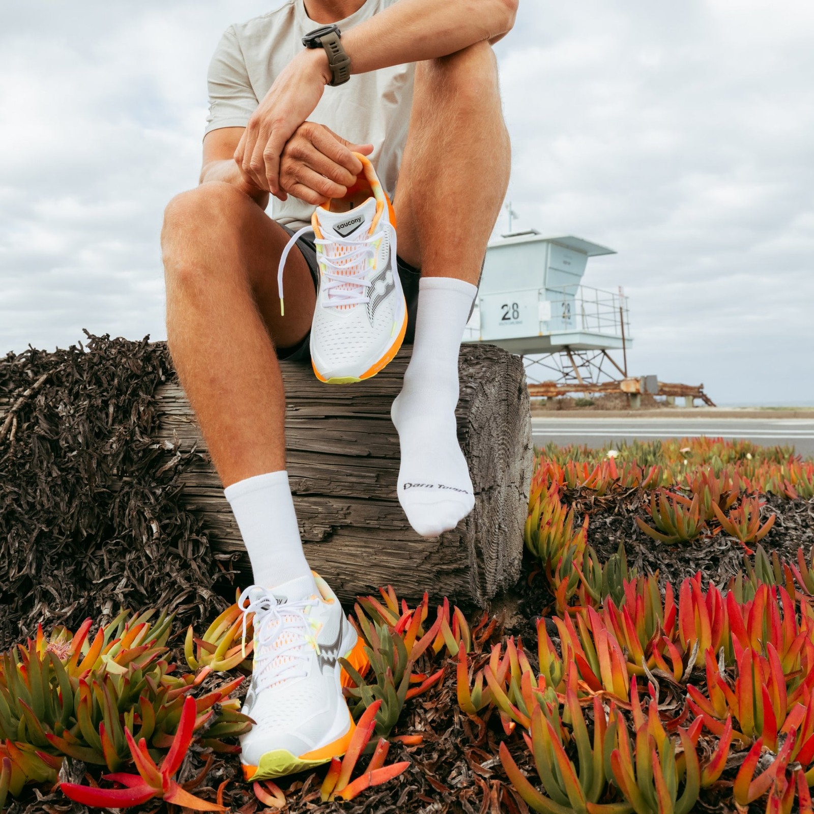 Darn Tough 1035 White Men's Run Micro Crew Ultra-Lightweight Running Sock Socks