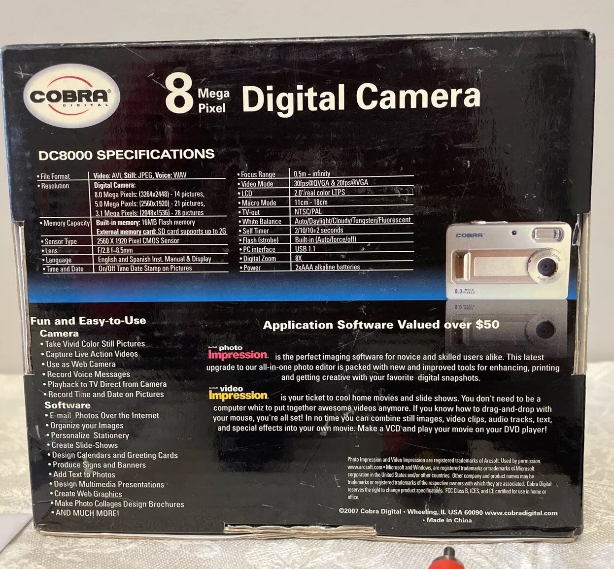 Cobra 8 Mega Pixel Digital Camera DC-8000 New Open Box