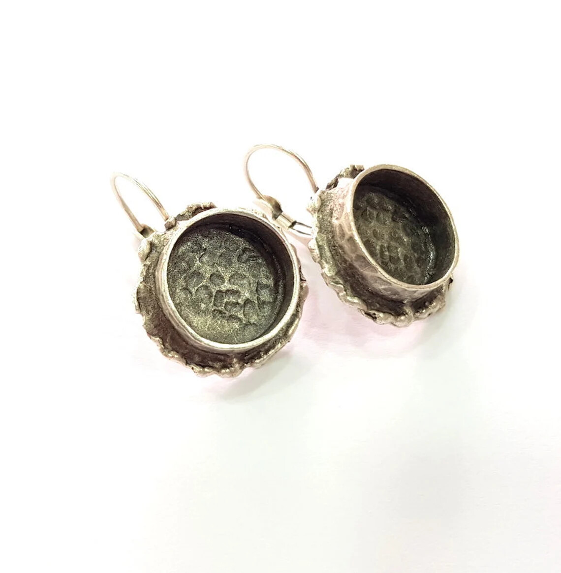 Earring Blank Base Settings Silver Resin Cabochon Base inlay Brass G14556