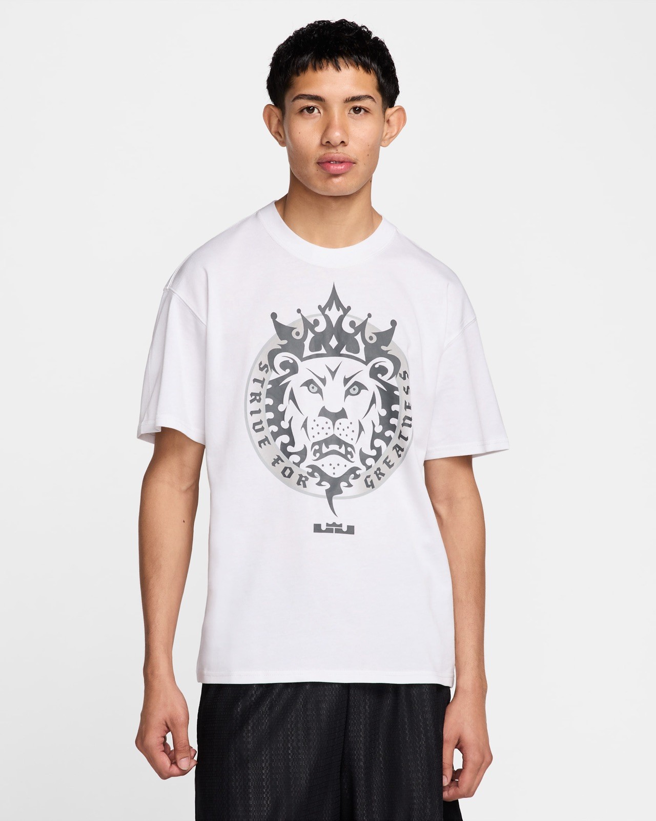 Nike Mens White LeBron Max90 Lion Graphic Basketball T-Shirt Size M, Loose Fit