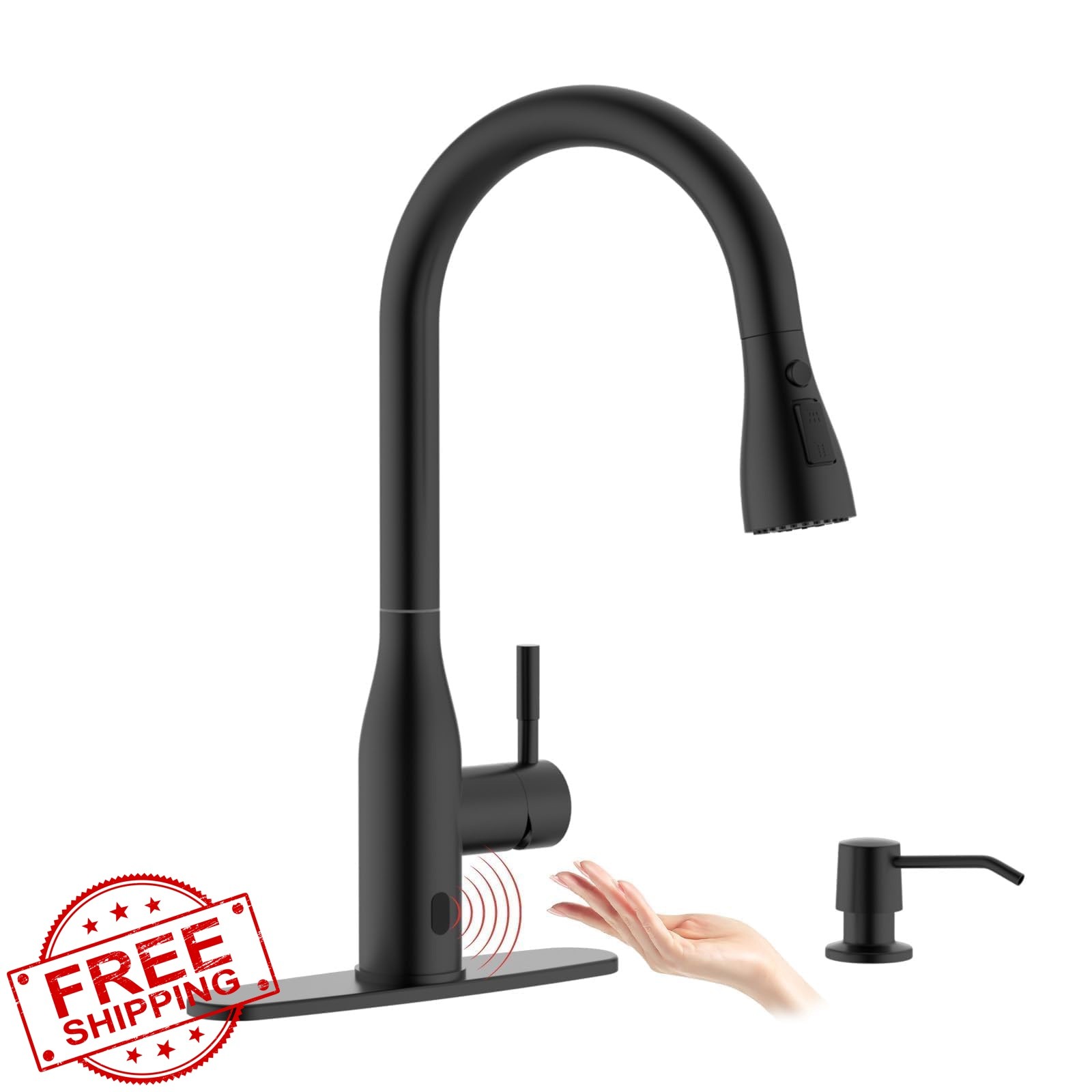 APPASO Matte Black Touchless Kitchen Faucet