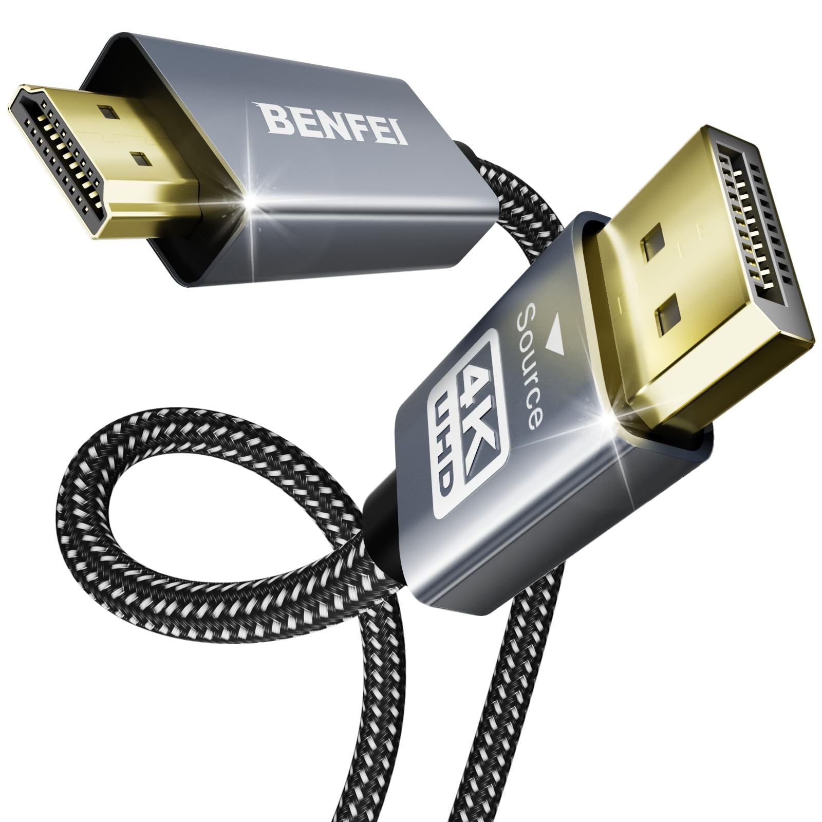 BENFEI 4K DisplayPort to HDMI 6 Feet Cable[Aluminum Shell, Nylon 6 Feet, Grey