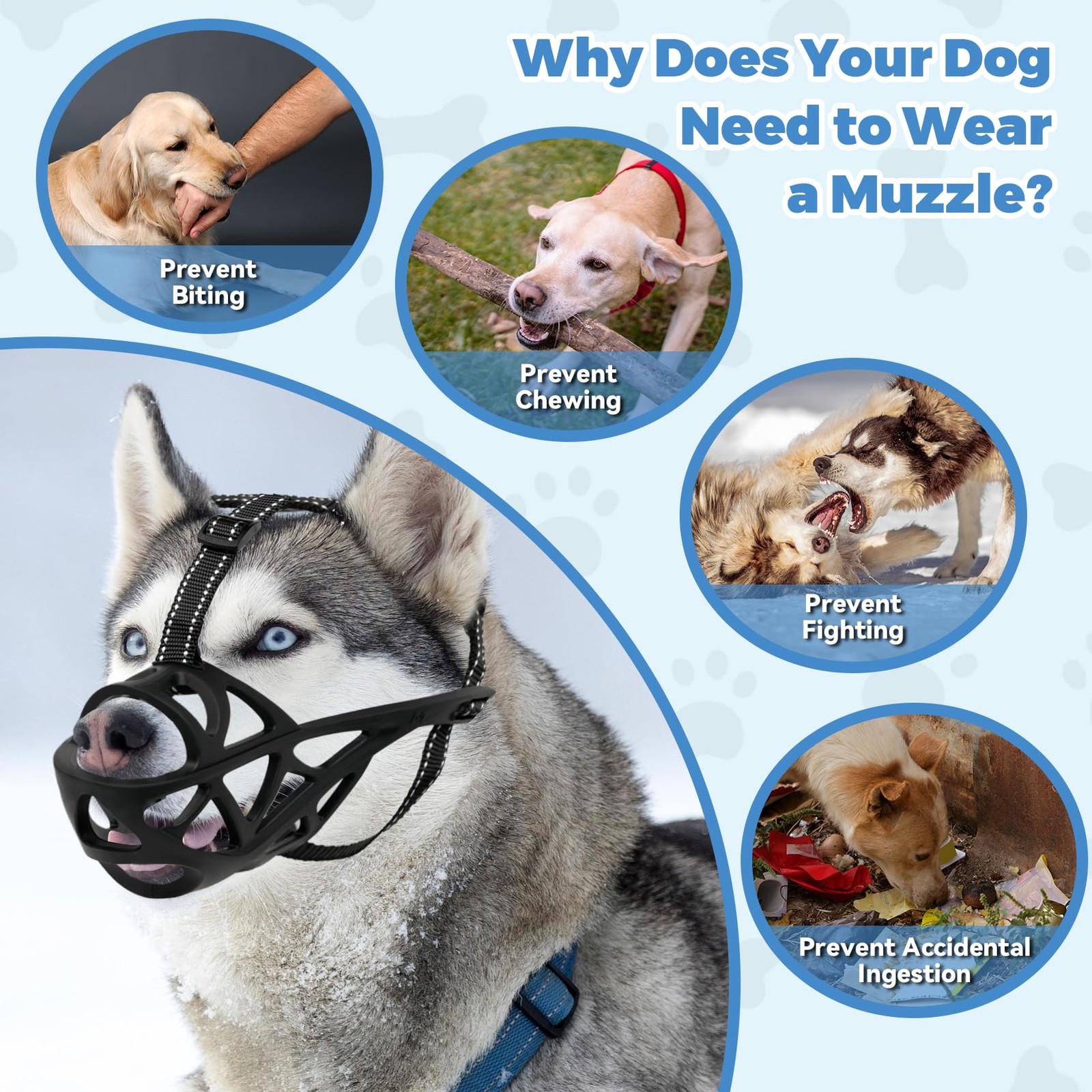 ODRIEW Dog Muzzle for Large Sized - Medium Dogs, Small S, Black