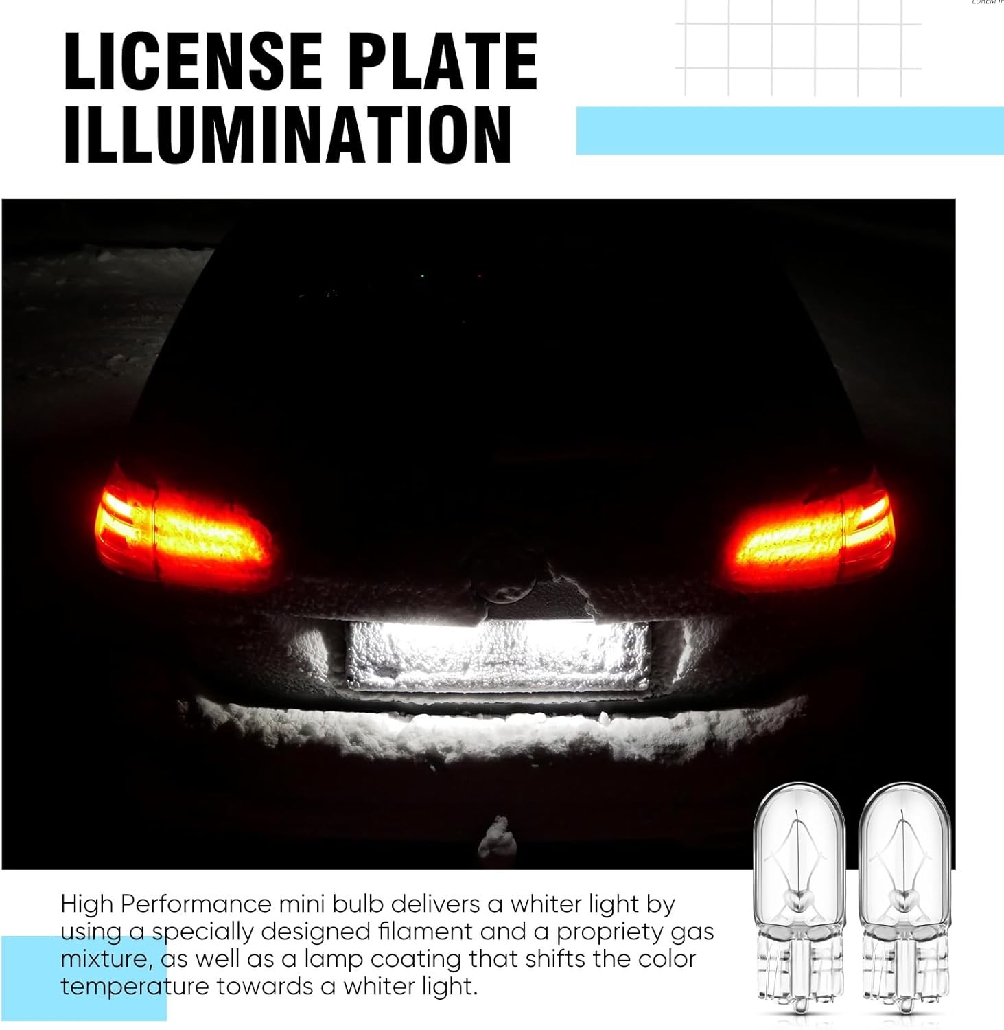 2827NATB Bulb 2825 Bulb 12V 5W W2.1 x 9.5D Base Natural Clear Light Bulbs Clear