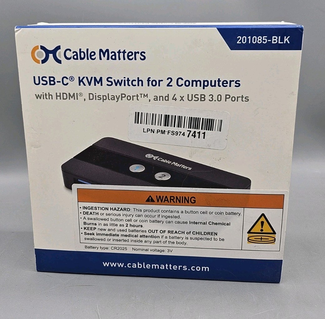 Cable Matters Dual 4K 60Hz USB C KVM Switch 2 Computers/KVM Switch USB C w/HDMI