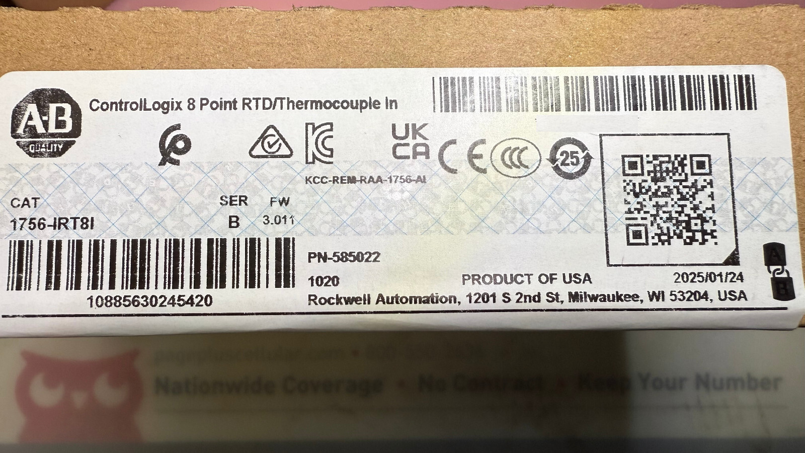 Allen Bradley 1756-IRT8I ControlLogix RTD/Thermocouple Input New Sealed 2026 USA