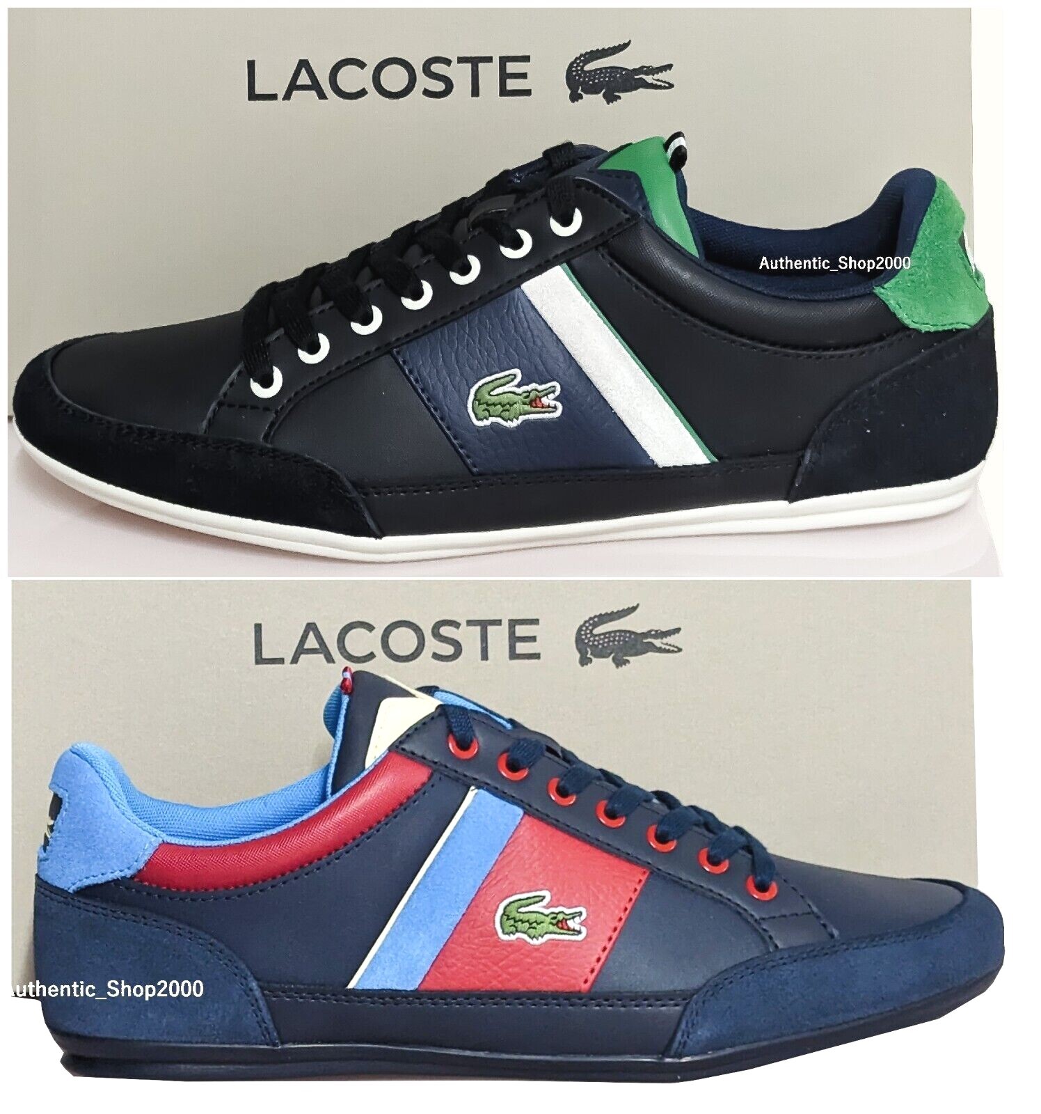 LACOSTE Chaymon 222 1 Men's Casual Leather Fashion Shoes Sneakers Black Navy