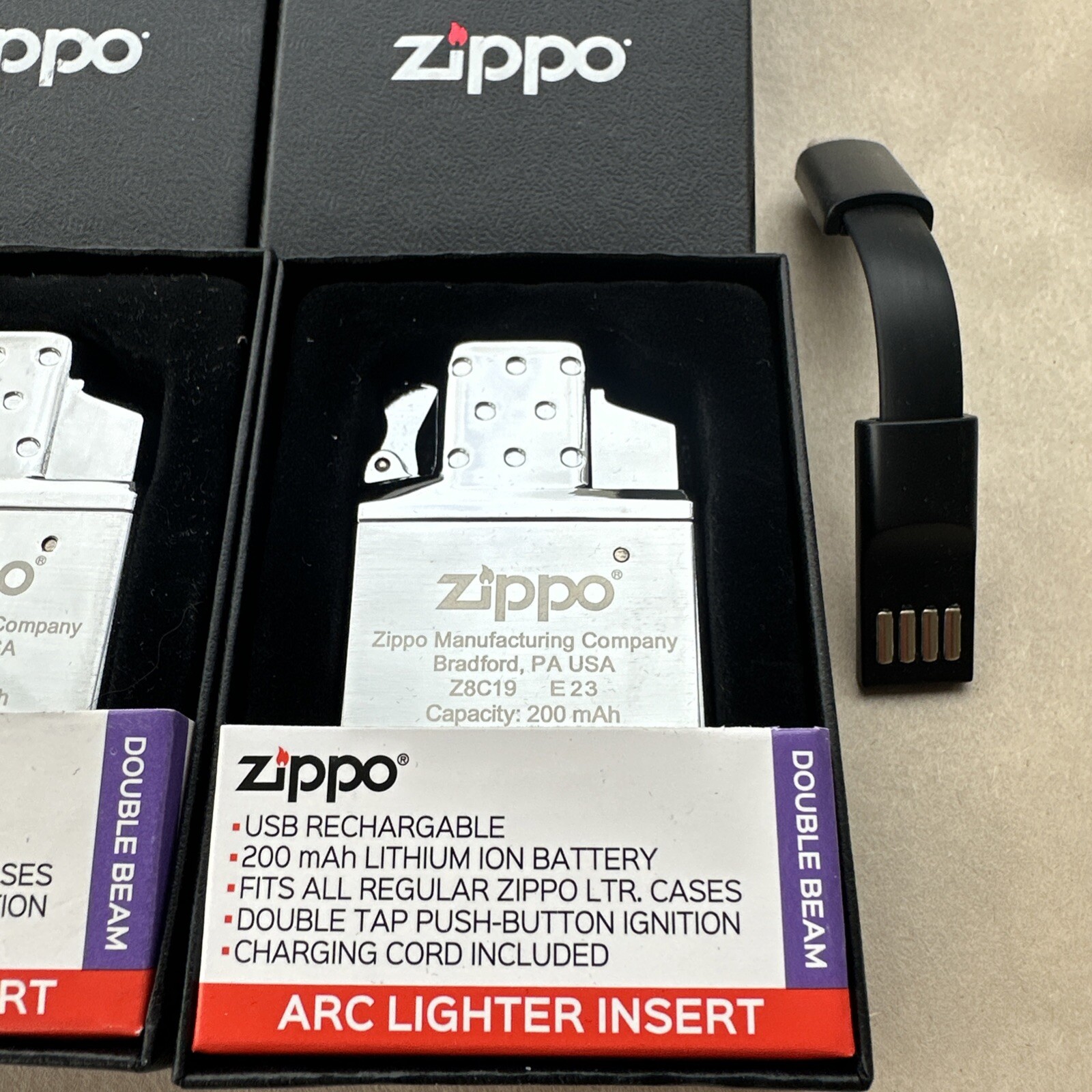 2 X Zippo Arc Lighter Insert. NEW UNUSED.
