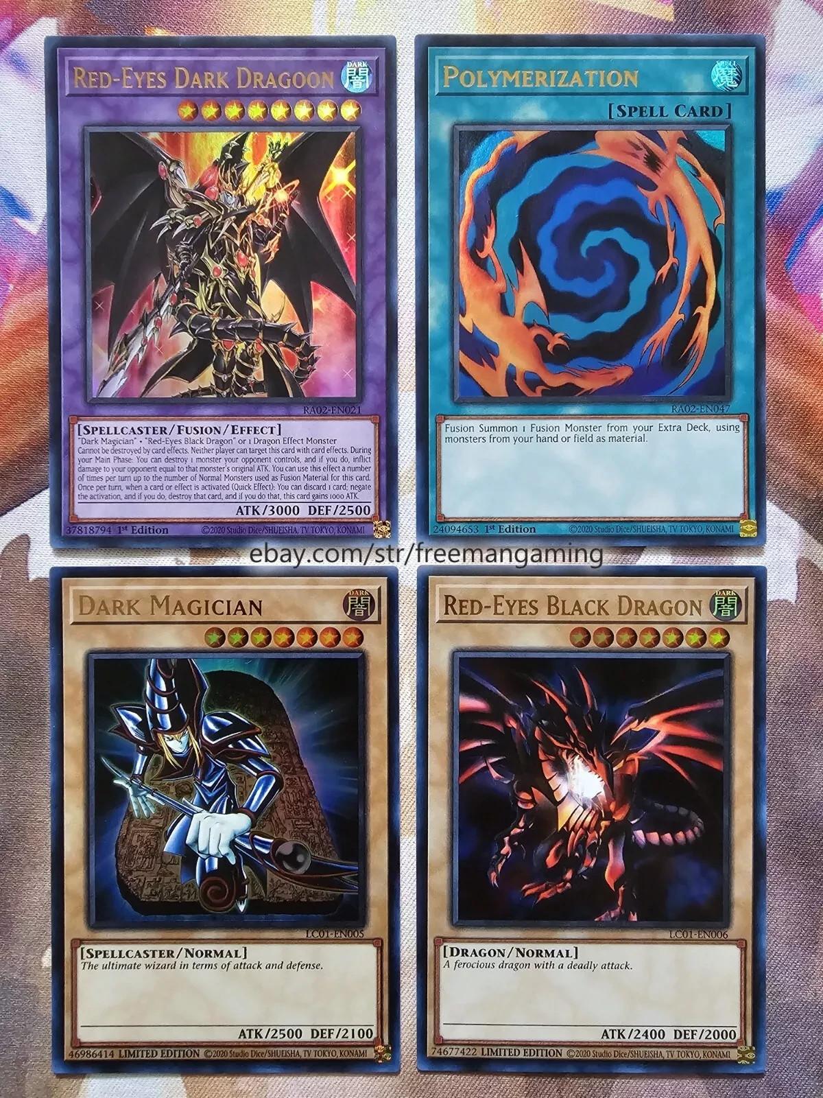 Yugioh Red-Eyes Dark Dragoon Set 4 card Black Dragon Magician Po **HOT** + Bonus